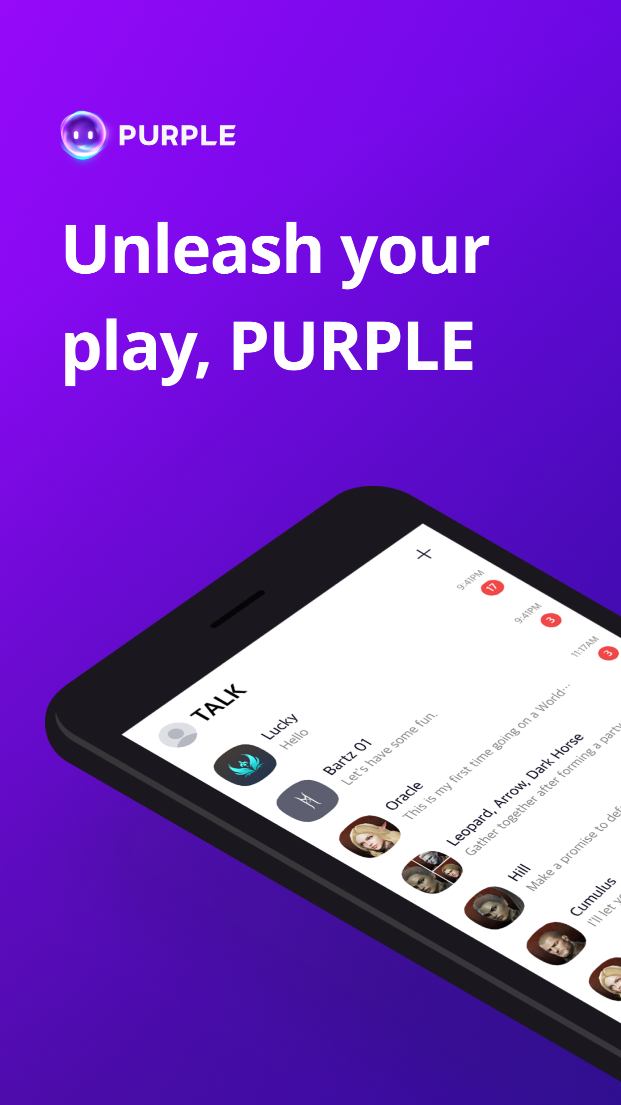 اسکرین شات 1 برنامه PURPLE: Play, Chat, and Stream