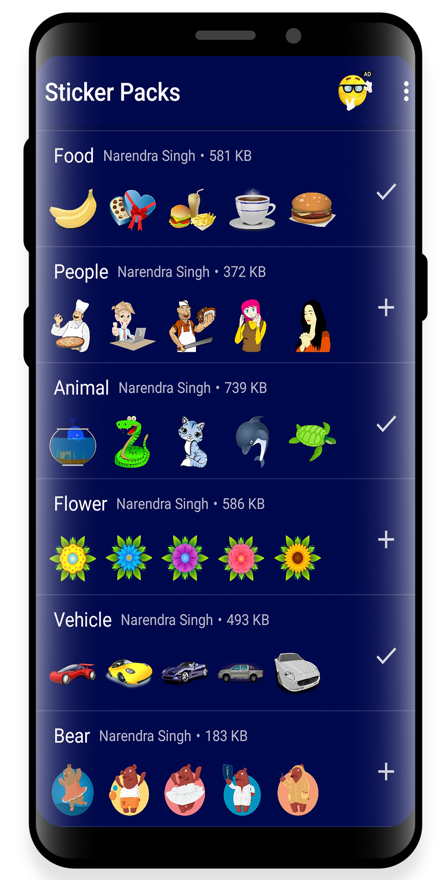 اسکرین شات 1 برنامه WAStickerApps - HD Stickers