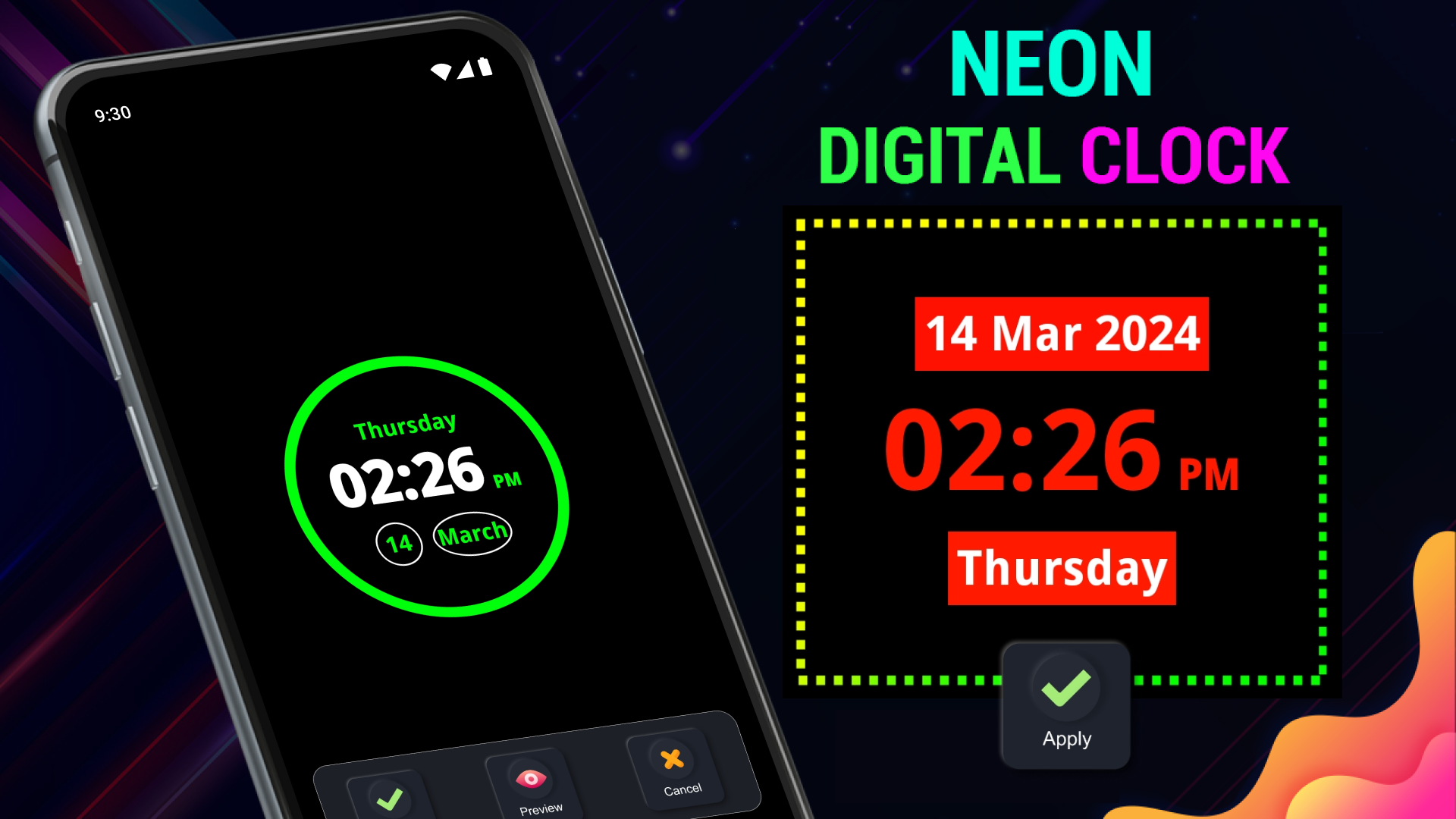 اسکرین شات 5 برنامه Neon Digital Clock