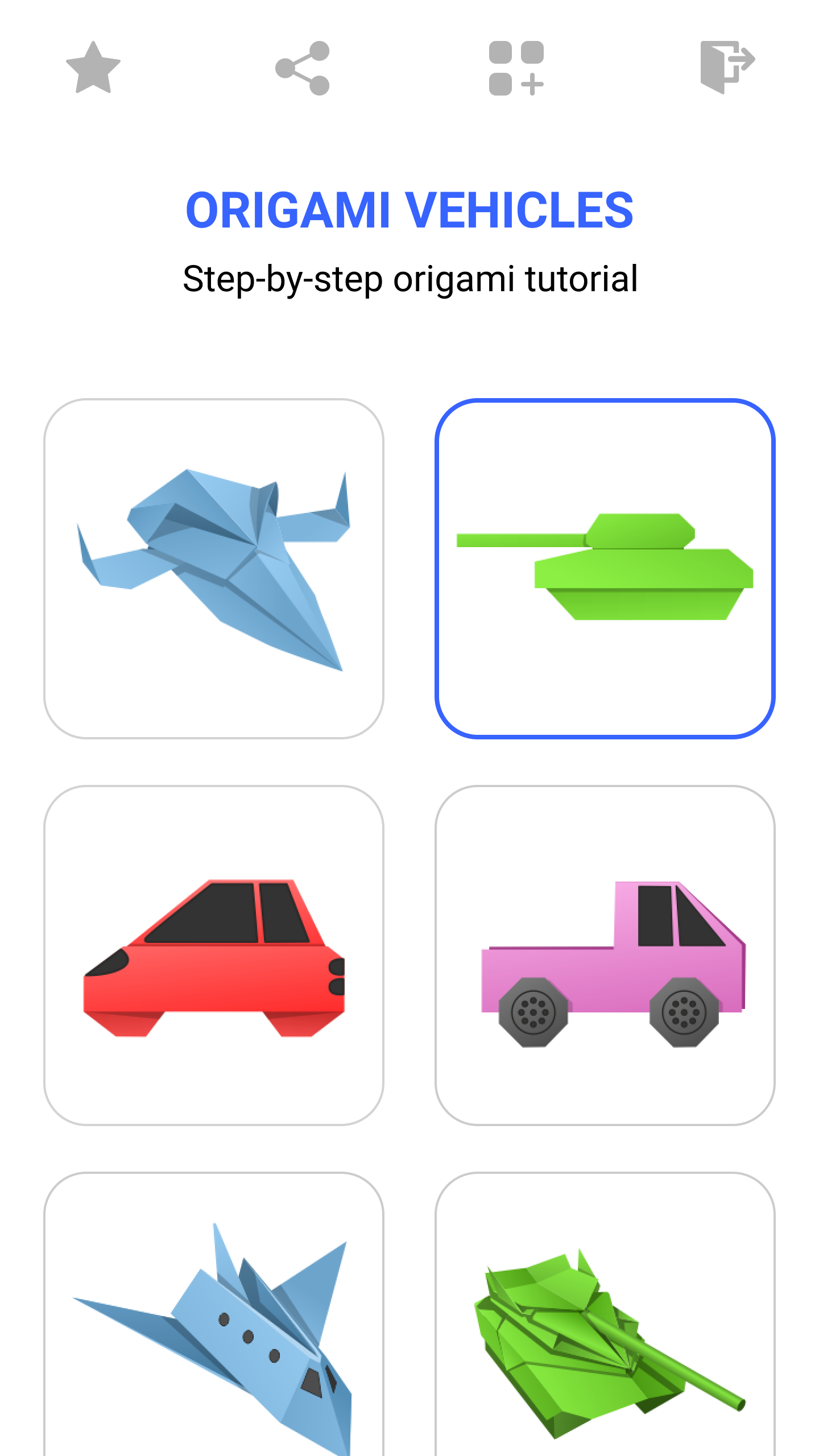 اسکرین شات 1 برنامه Origami Vehicles From Paper
