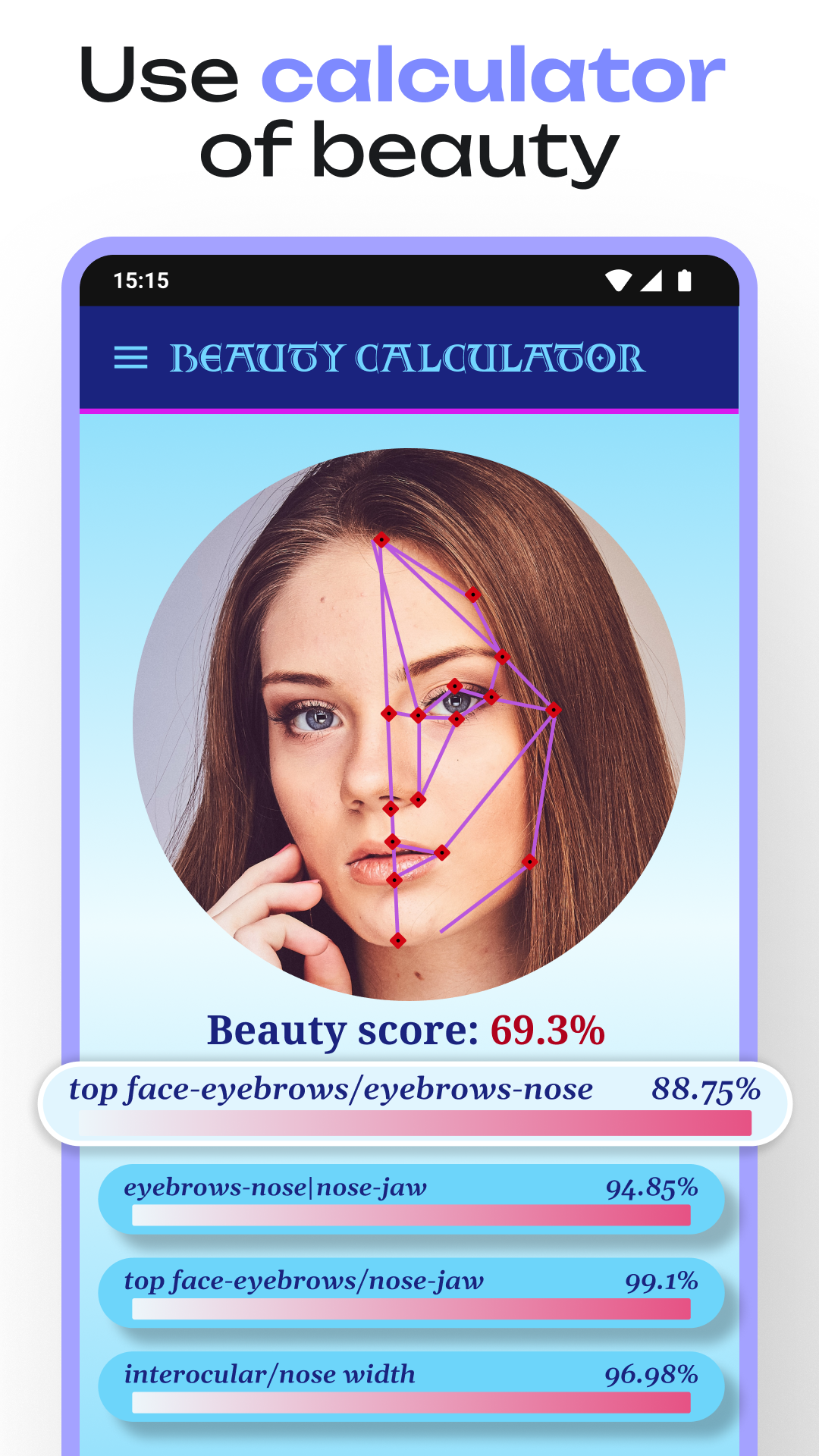 اسکرین شات 1 برنامه Beauty Calculator Pretty Scale