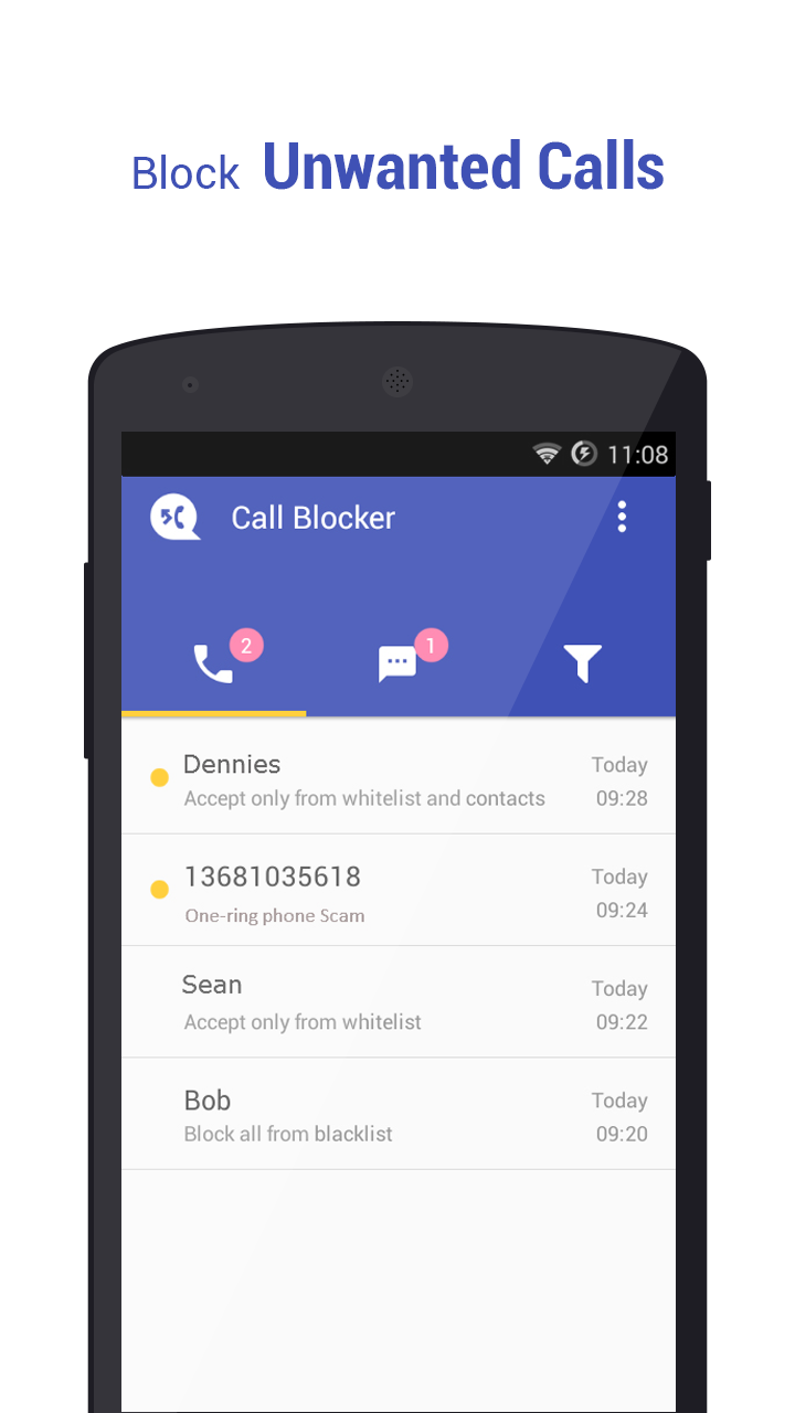 اسکرین شات برنامه Call Blocker - Blacklist 1