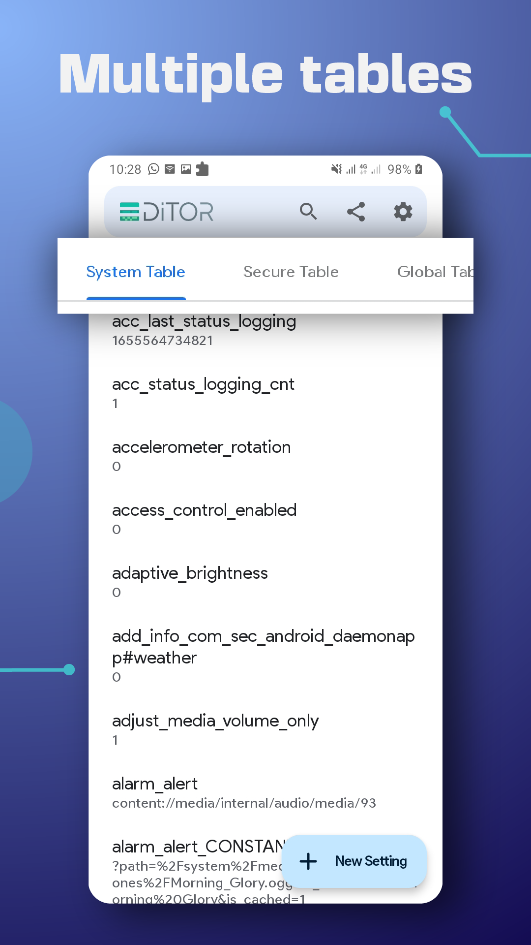 اسکرین شات 6 برنامه SetEdit: Settings Editor
