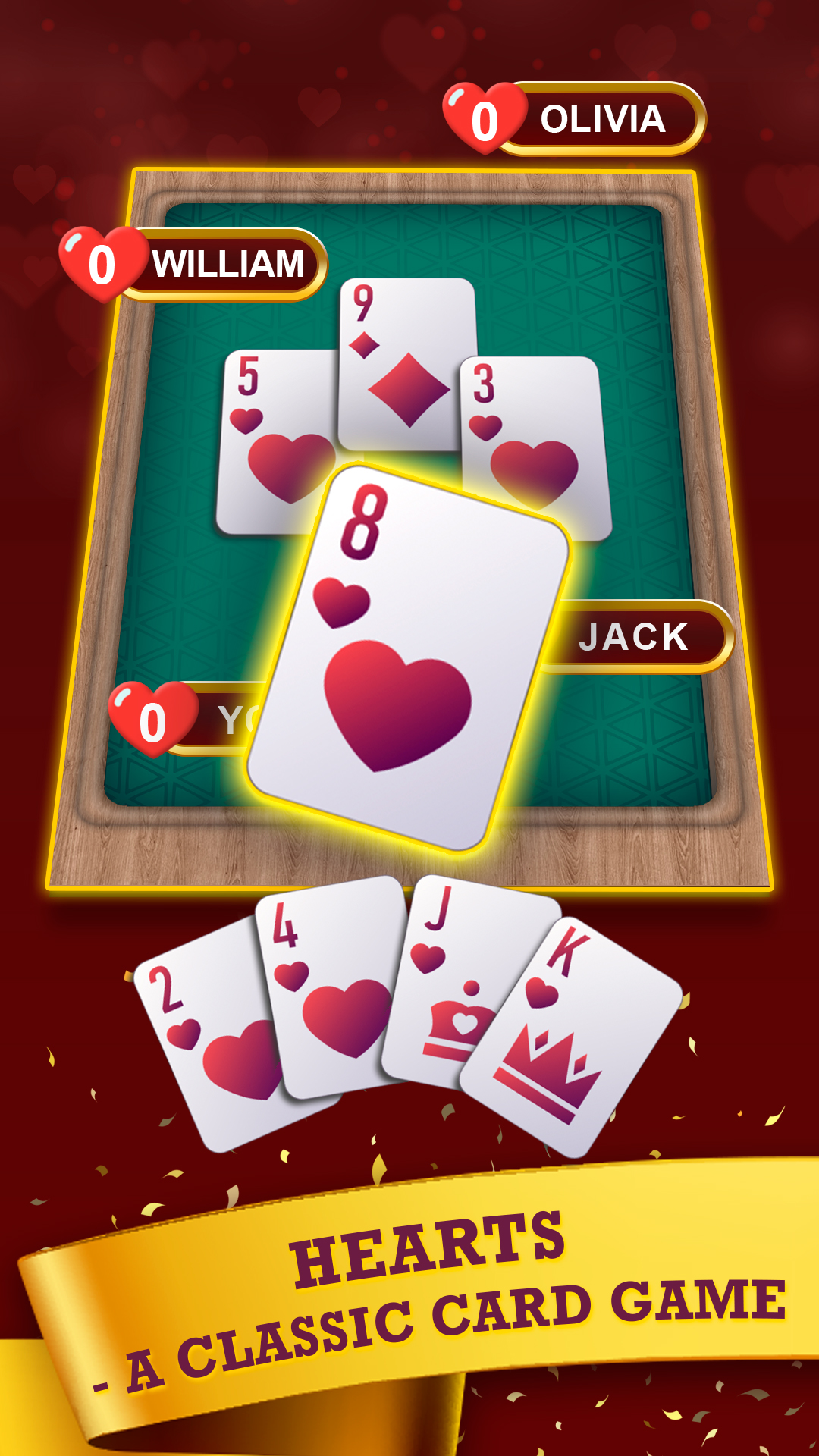 اسکرین شات 1 بازی Hearts: Classic Card Game Fun