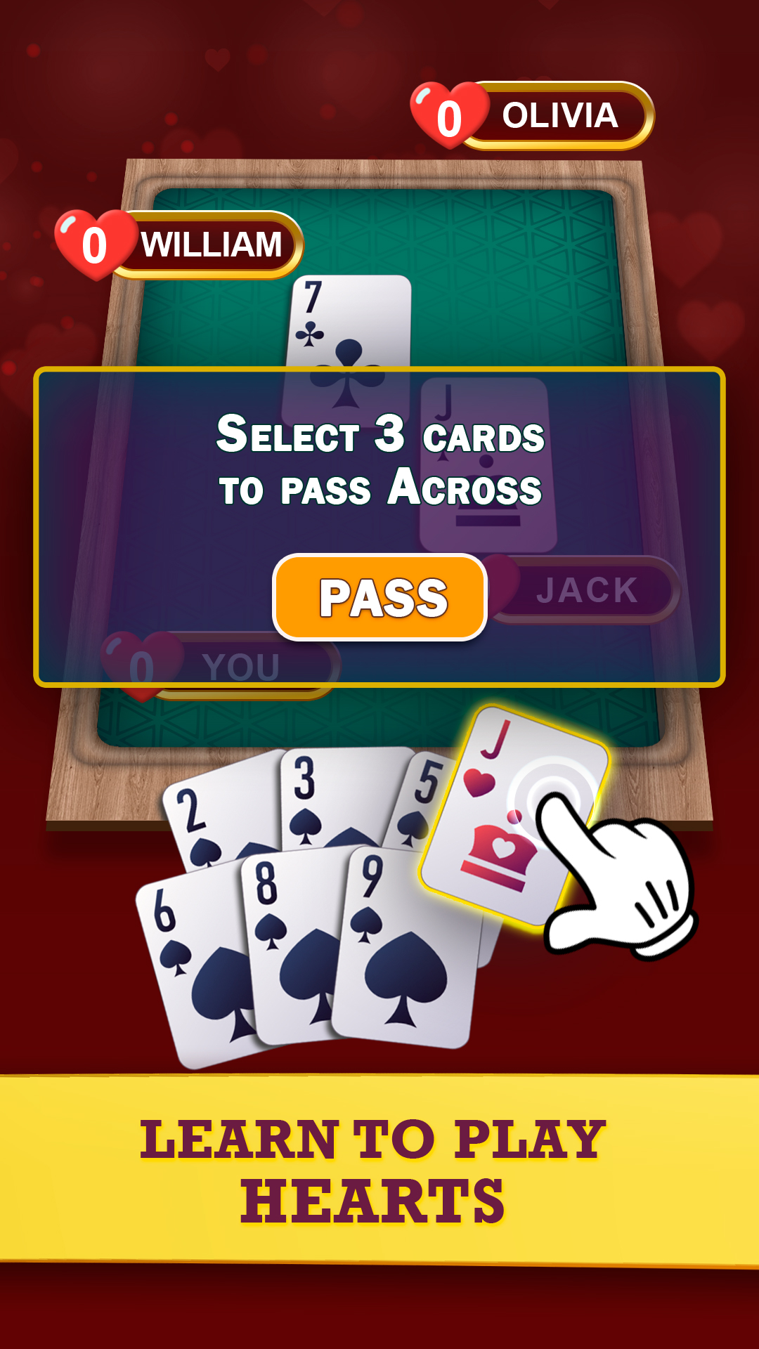 اسکرین شات 2 بازی Hearts: Classic Card Game Fun