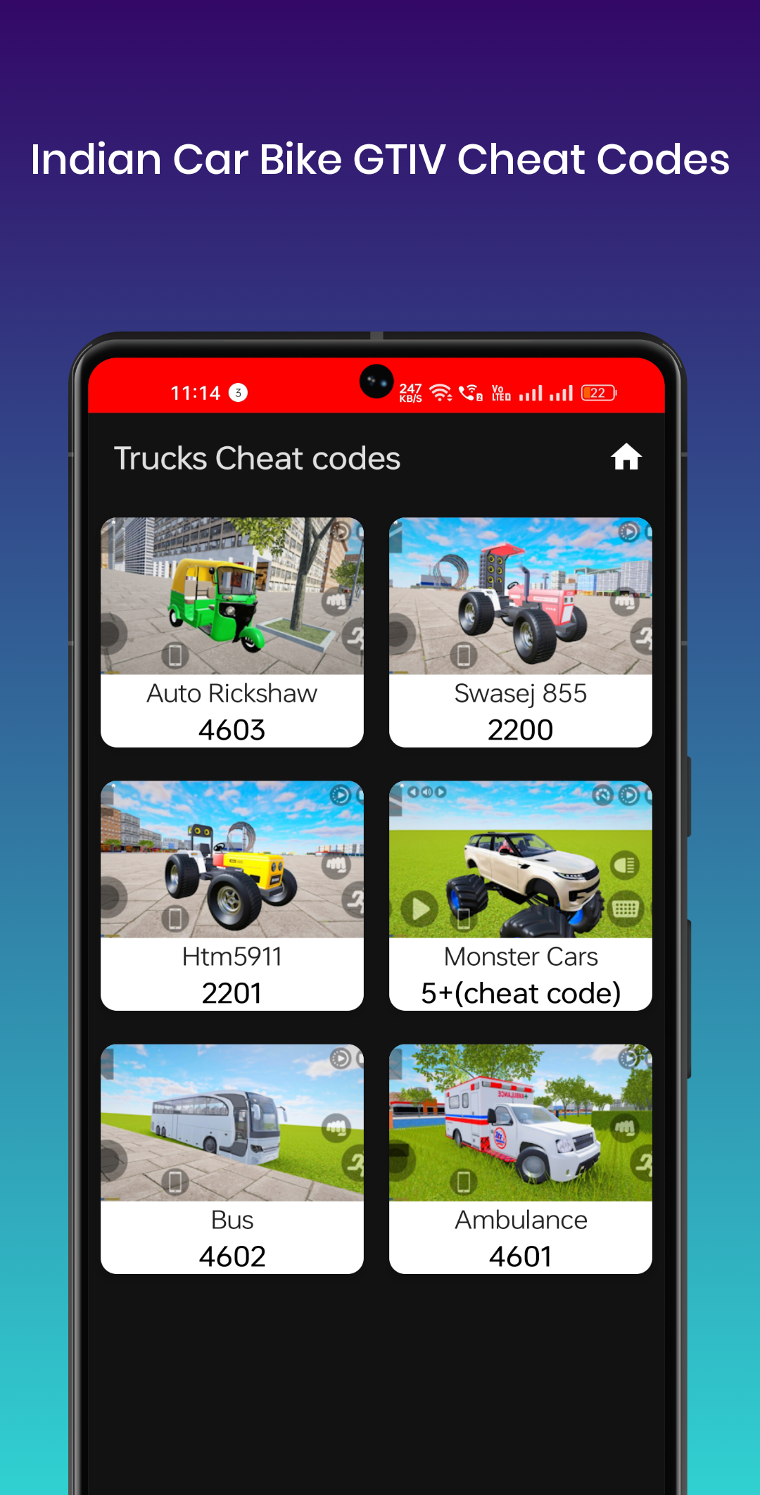 اسکرین شات 4 برنامه Indian Car Bike GTIV cheats