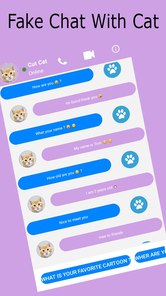 اسکرین شات 2 برنامه Cute Cat Prank Call - Fake Cal