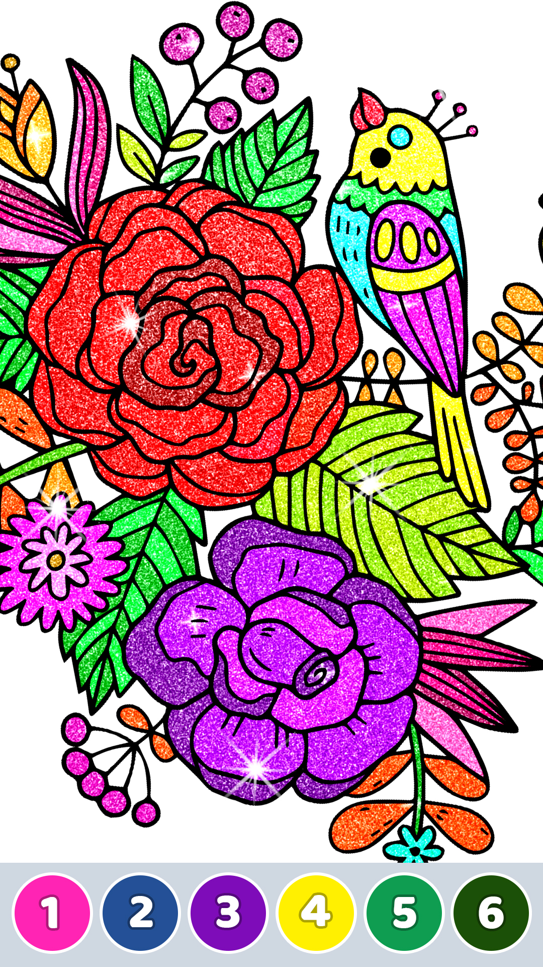 اسکرین شات 8 برنامه Glitter Color Adult Paint Book