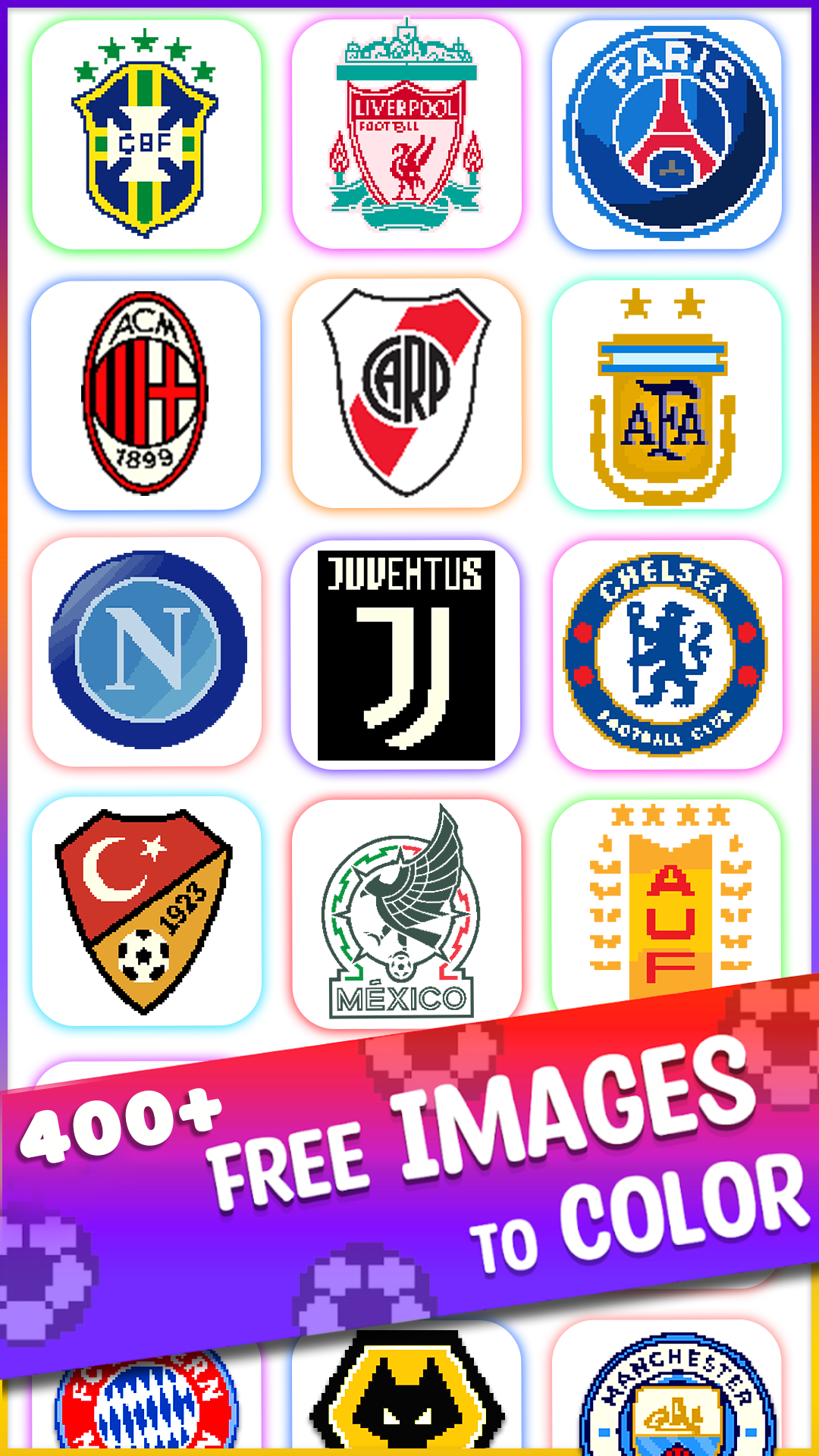 اسکرین شات 5 برنامه Football Pixel Art Coloring