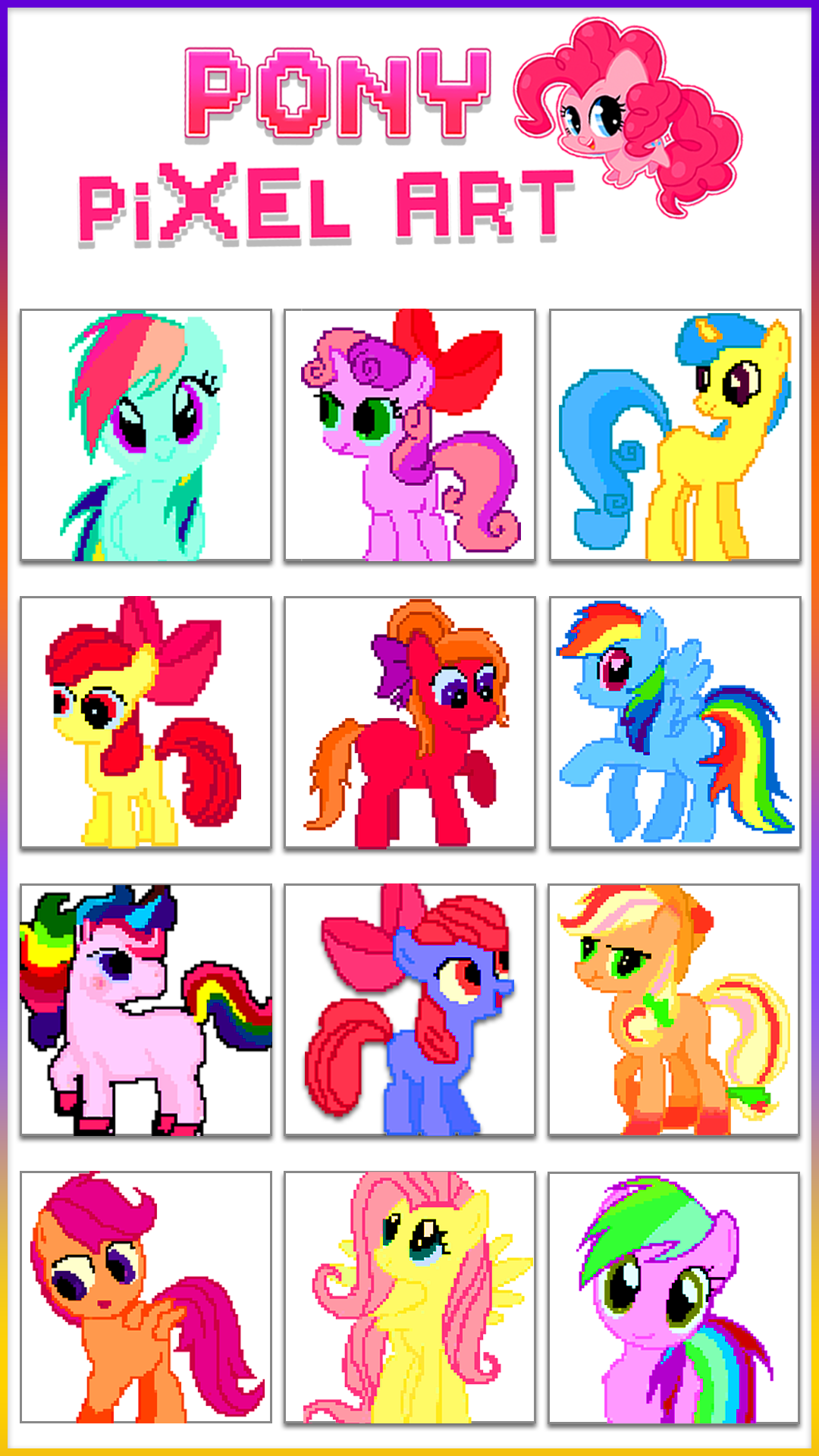 اسکرین شات 3 برنامه Pony Pixel Art Coloring Book