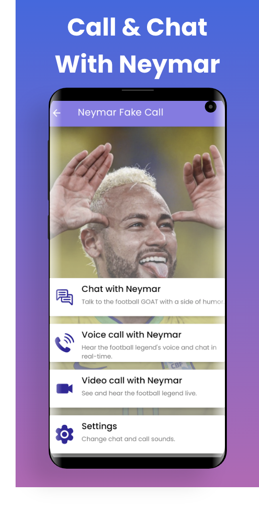اسکرین شات 1 برنامه Neymar Fake Video Call & Prank