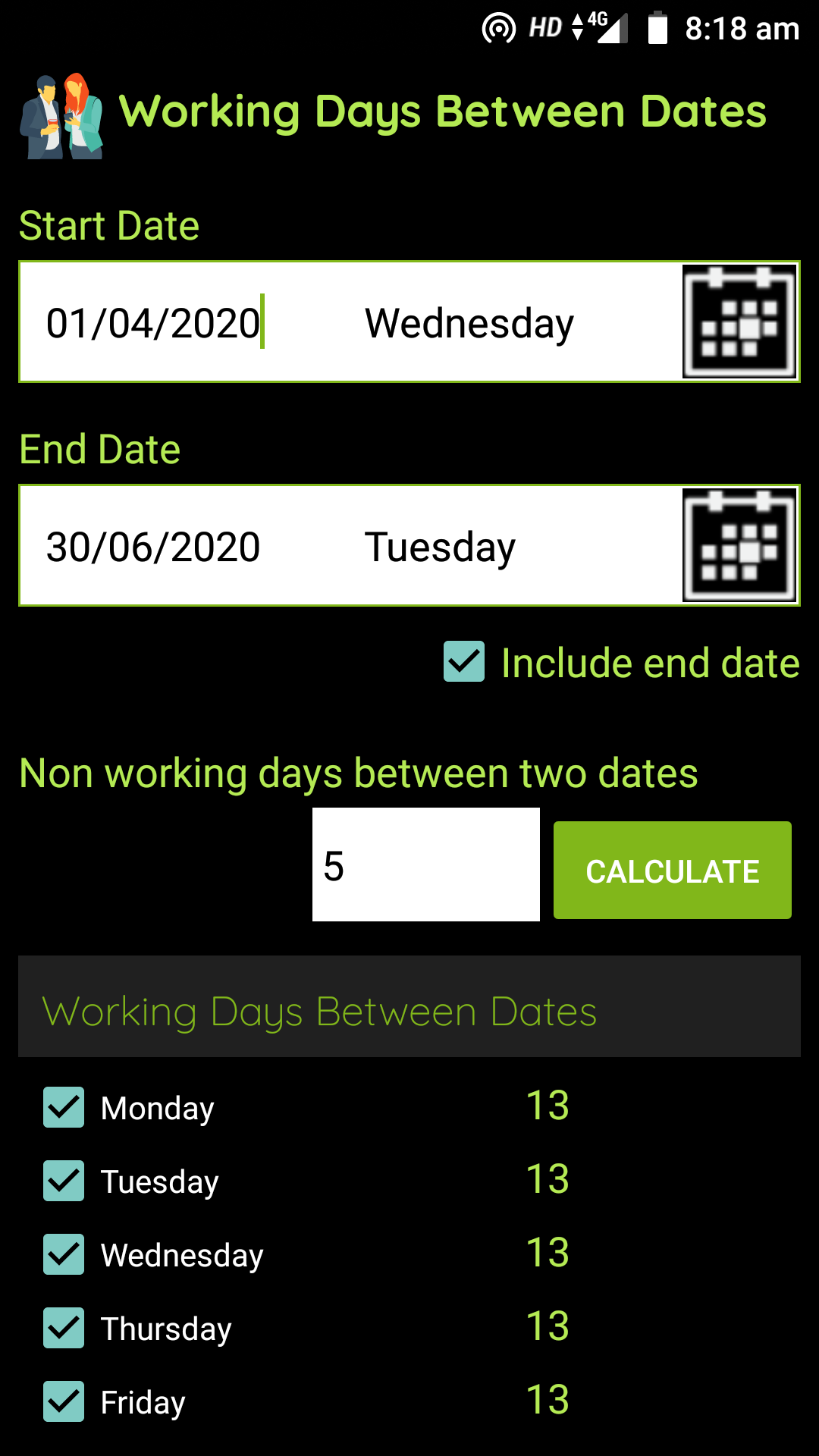 اسکرین شات 6 برنامه Date Calculator