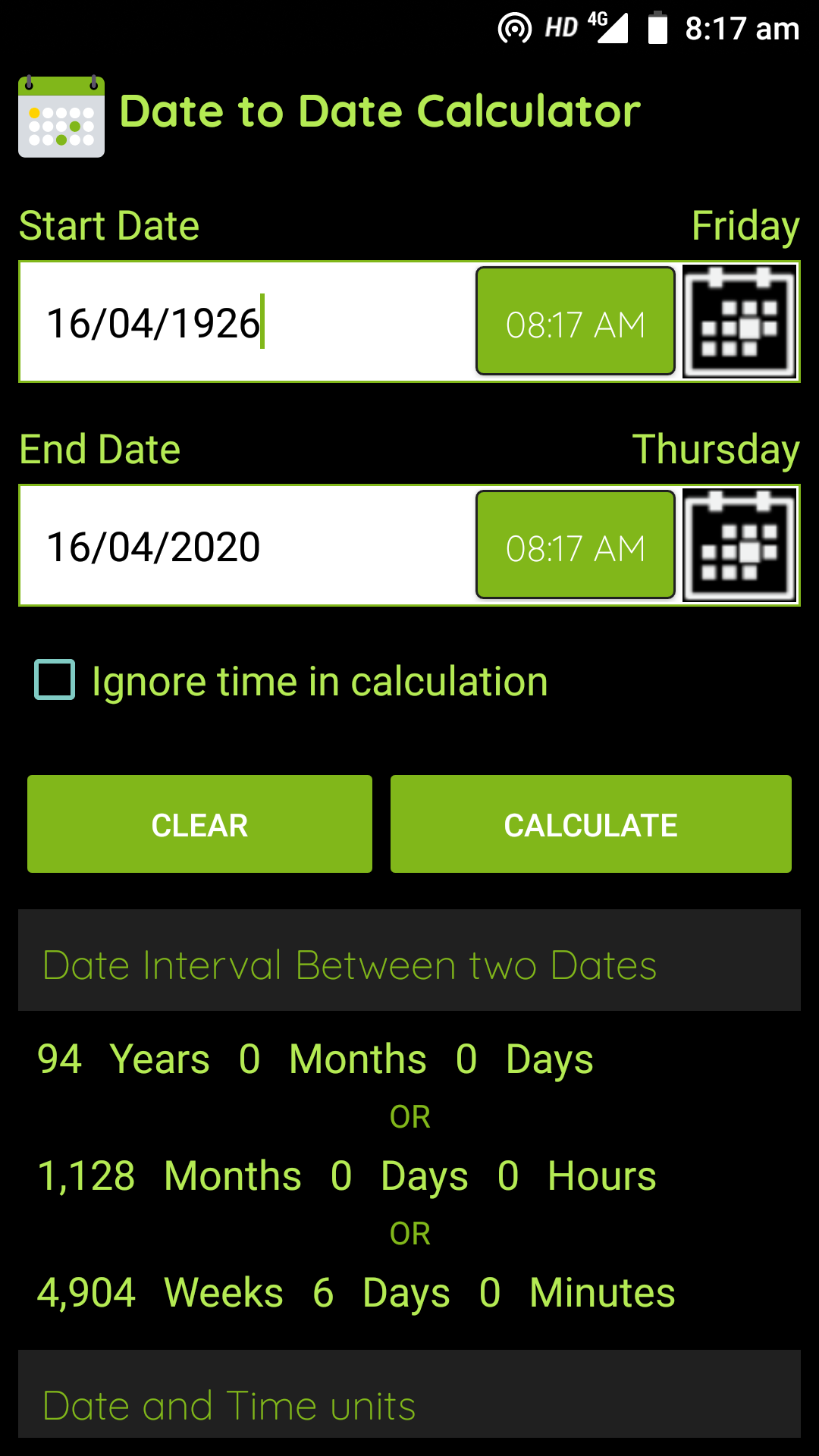 اسکرین شات 4 برنامه Date Calculator