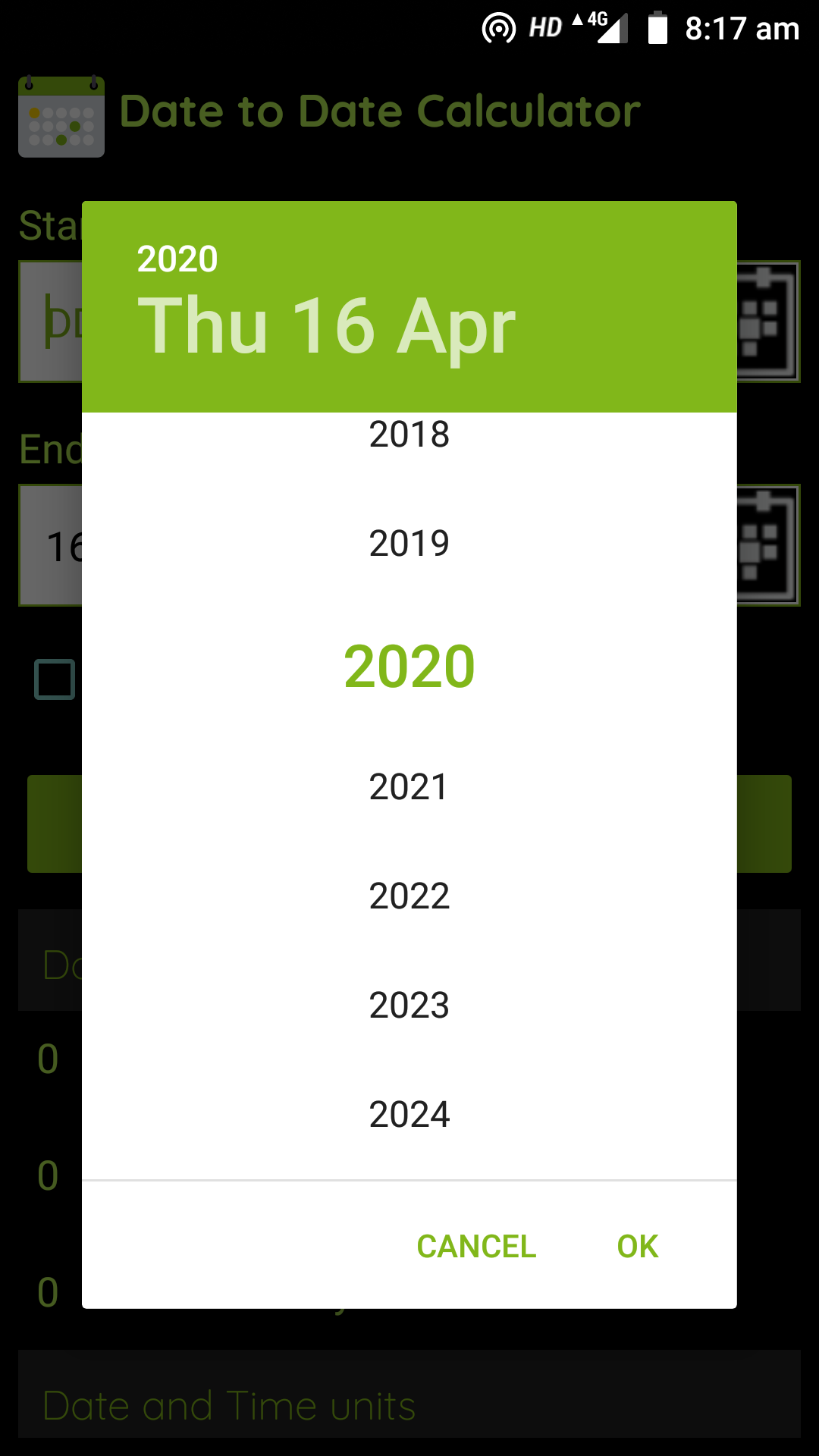 اسکرین شات 5 برنامه Date Calculator
