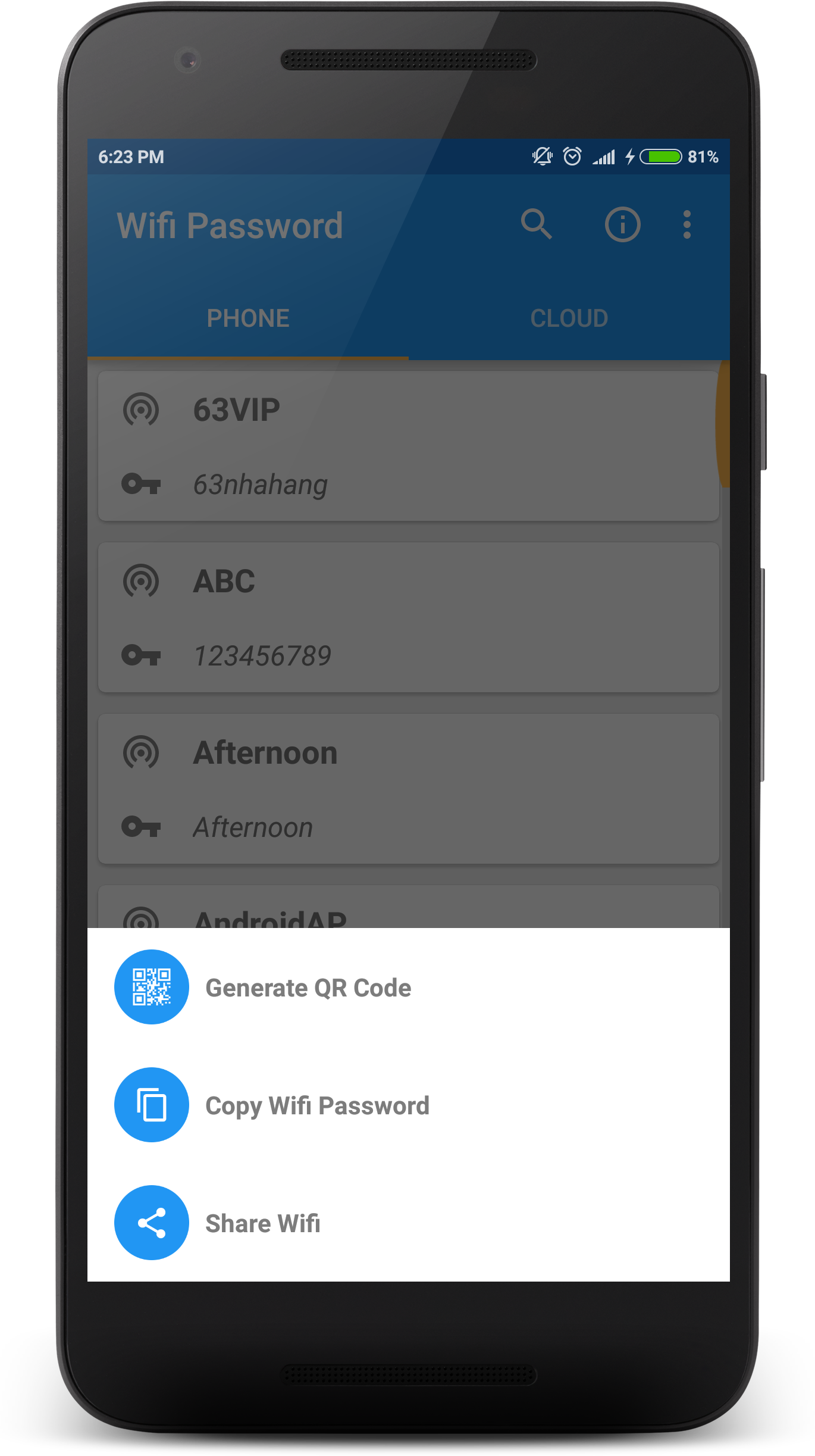 اسکرین شات 6 برنامه Wifi Password Recovery