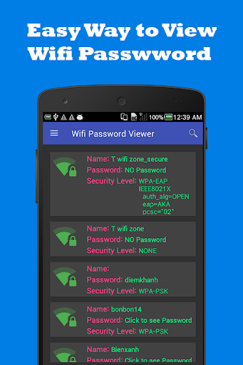 اسکرین شات 1 برنامه Wifi Password Viewer Free