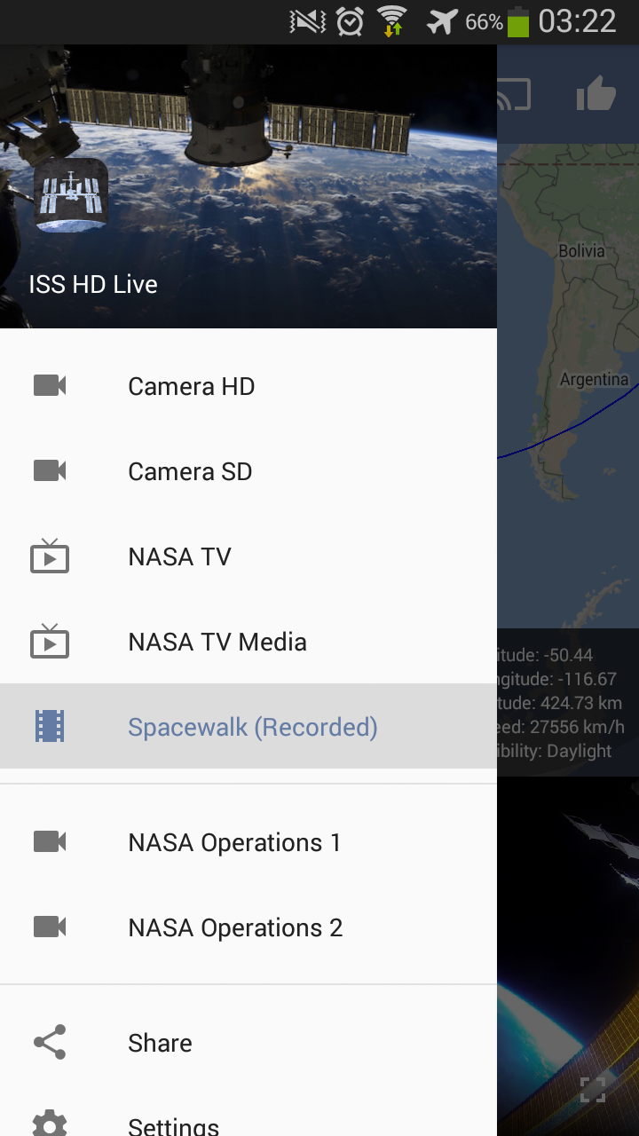 اسکرین شات 3 برنامه ISS Live Now: Live Earth View