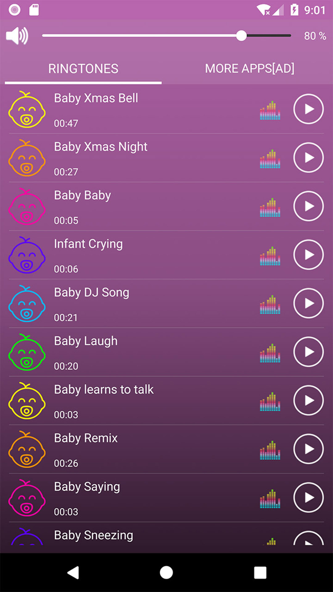 اسکرین شات 2 برنامه Baby Sounds Ringtones