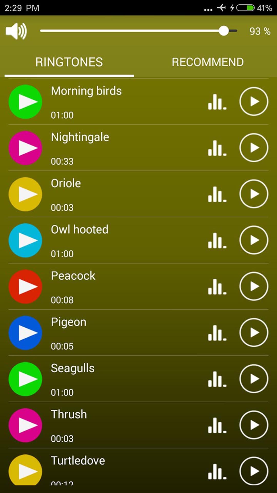 اسکرین شات 3 برنامه Birds Sounds & Ringtones