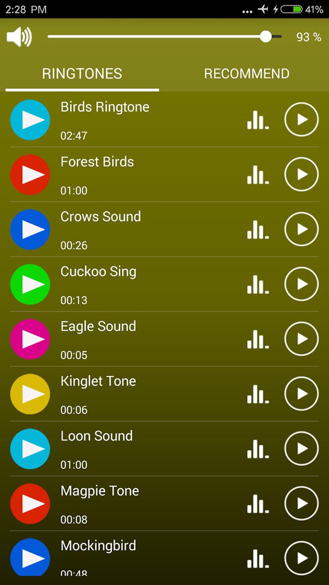 اسکرین شات 2 برنامه Birds Sounds & Ringtones
