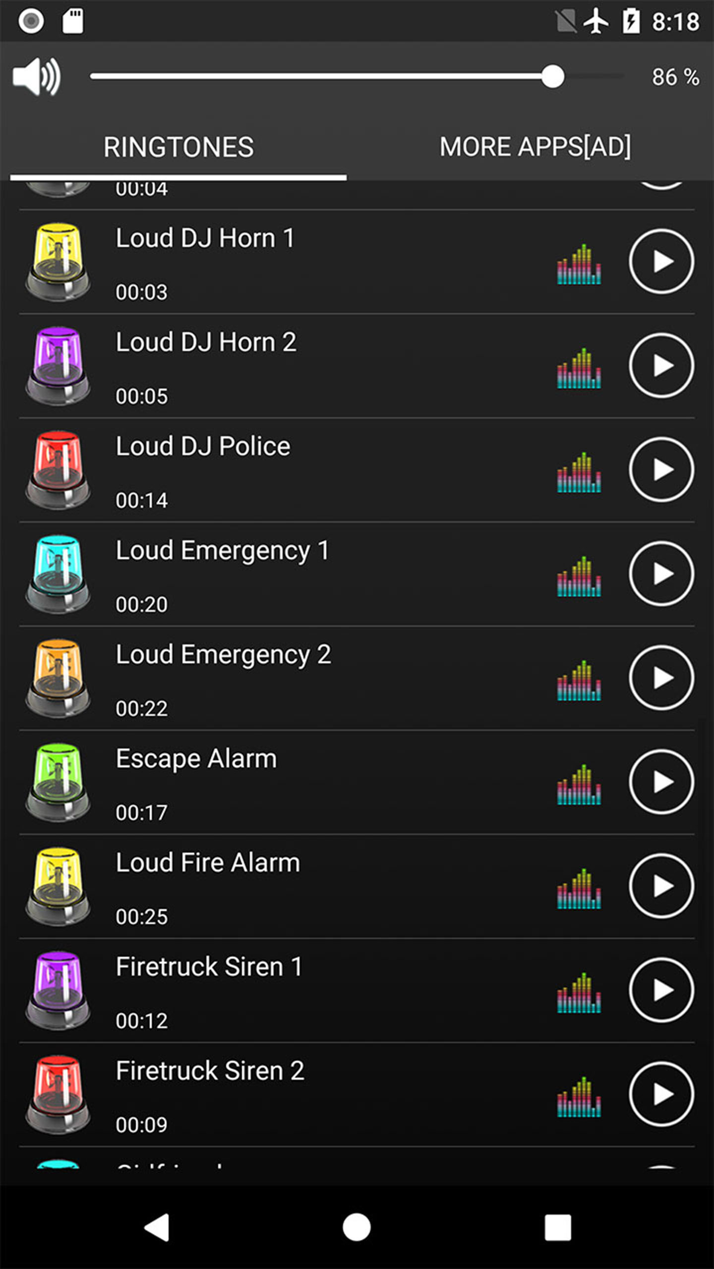 اسکرین شات 3 برنامه Loud Siren Ringtones