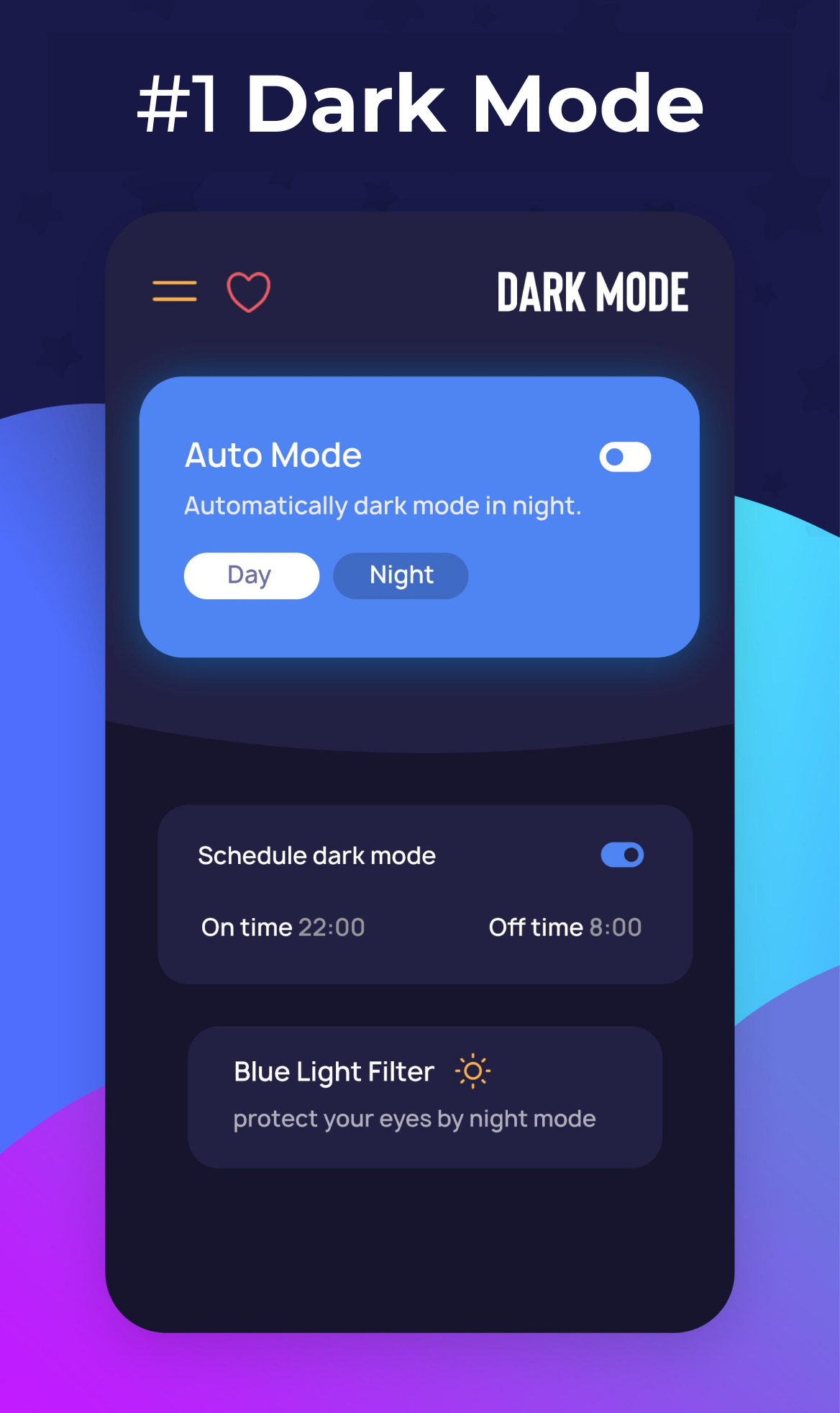 اسکرین شات 1 برنامه Dark Mode: Night Mode All Apps