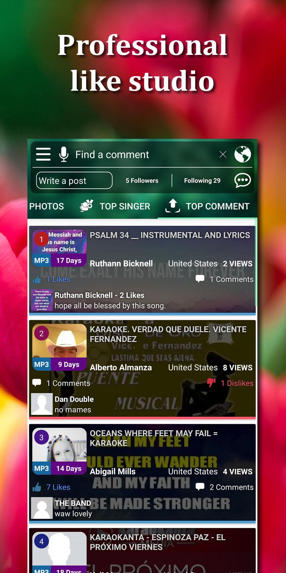 اسکرین شات 2 برنامه Sing karaoke record karaoke