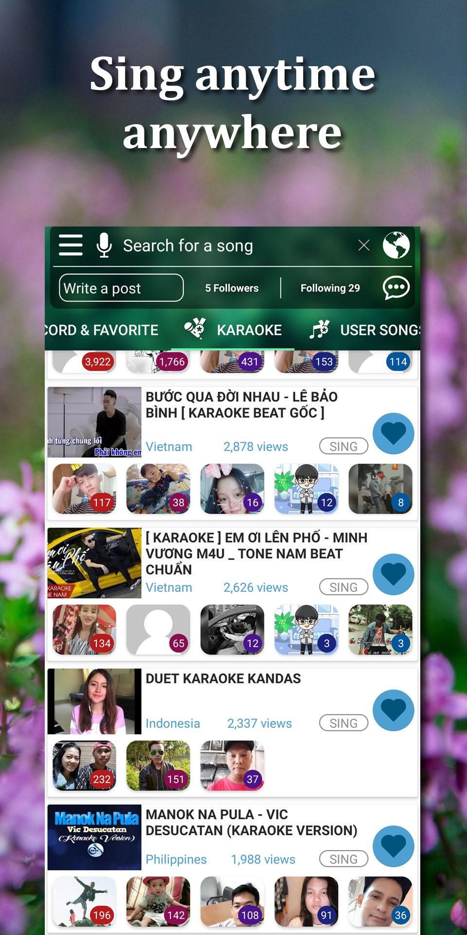 اسکرین شات 1 برنامه Sing karaoke record karaoke