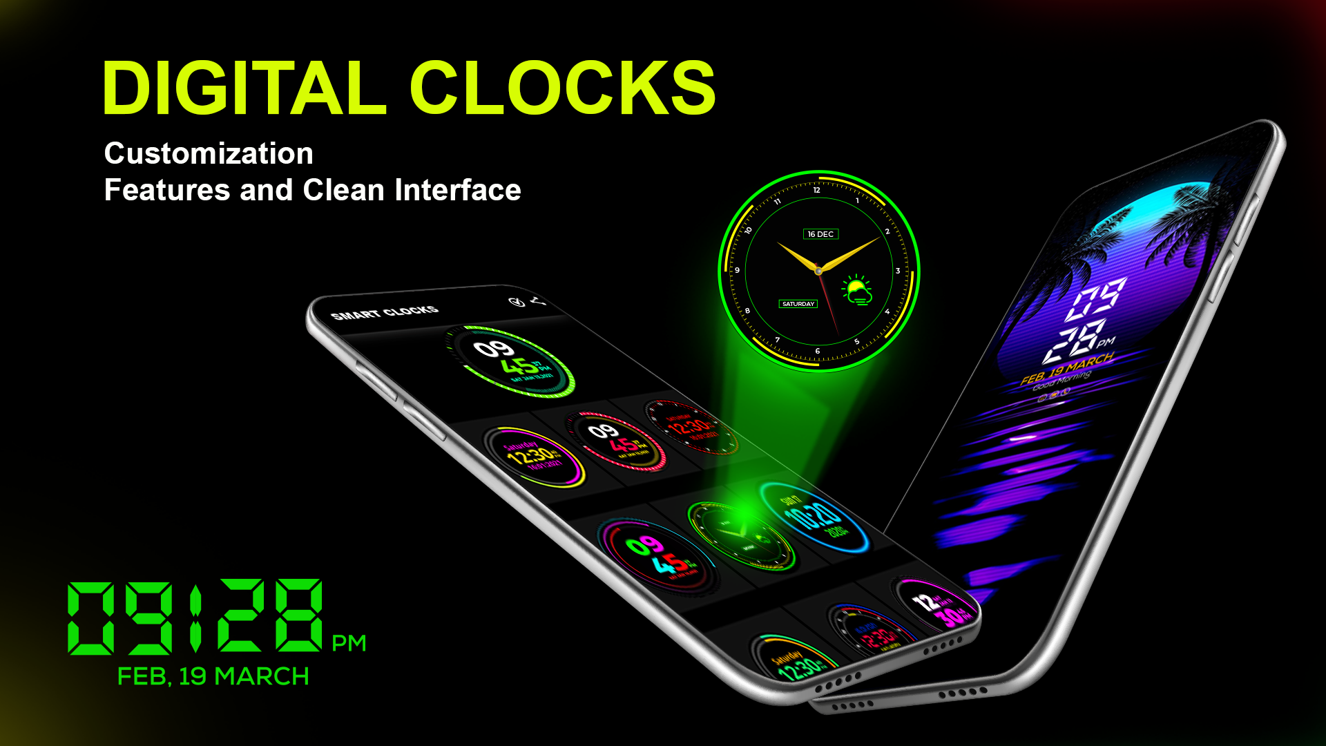 اسکرین شات 2 برنامه Lock Screen Clock Live