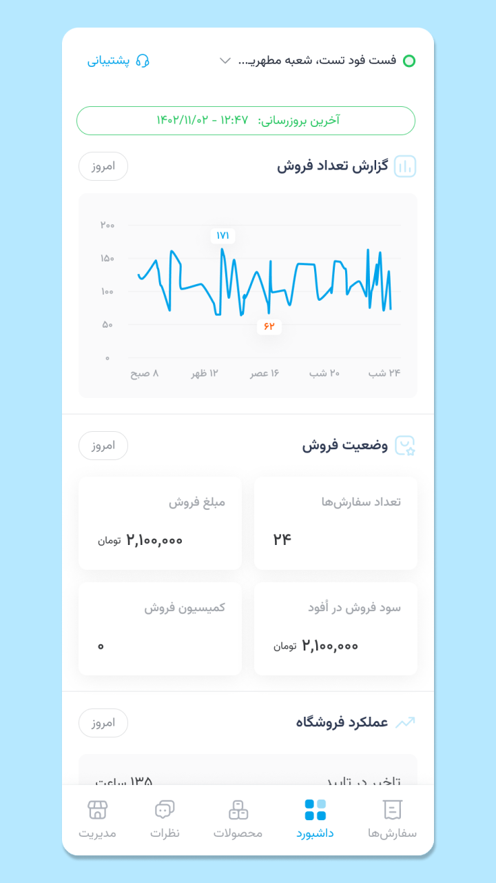 اسکرین شات 3 برنامه ‏اُردر تپسی‌فود (اپ فروشگاه‌داران)