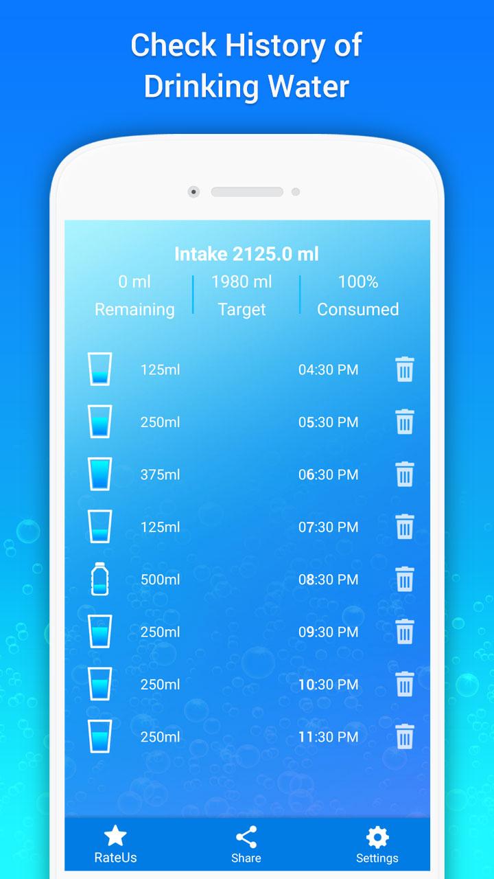 اسکرین شات 5 برنامه Drink Water Tracker & Reminder