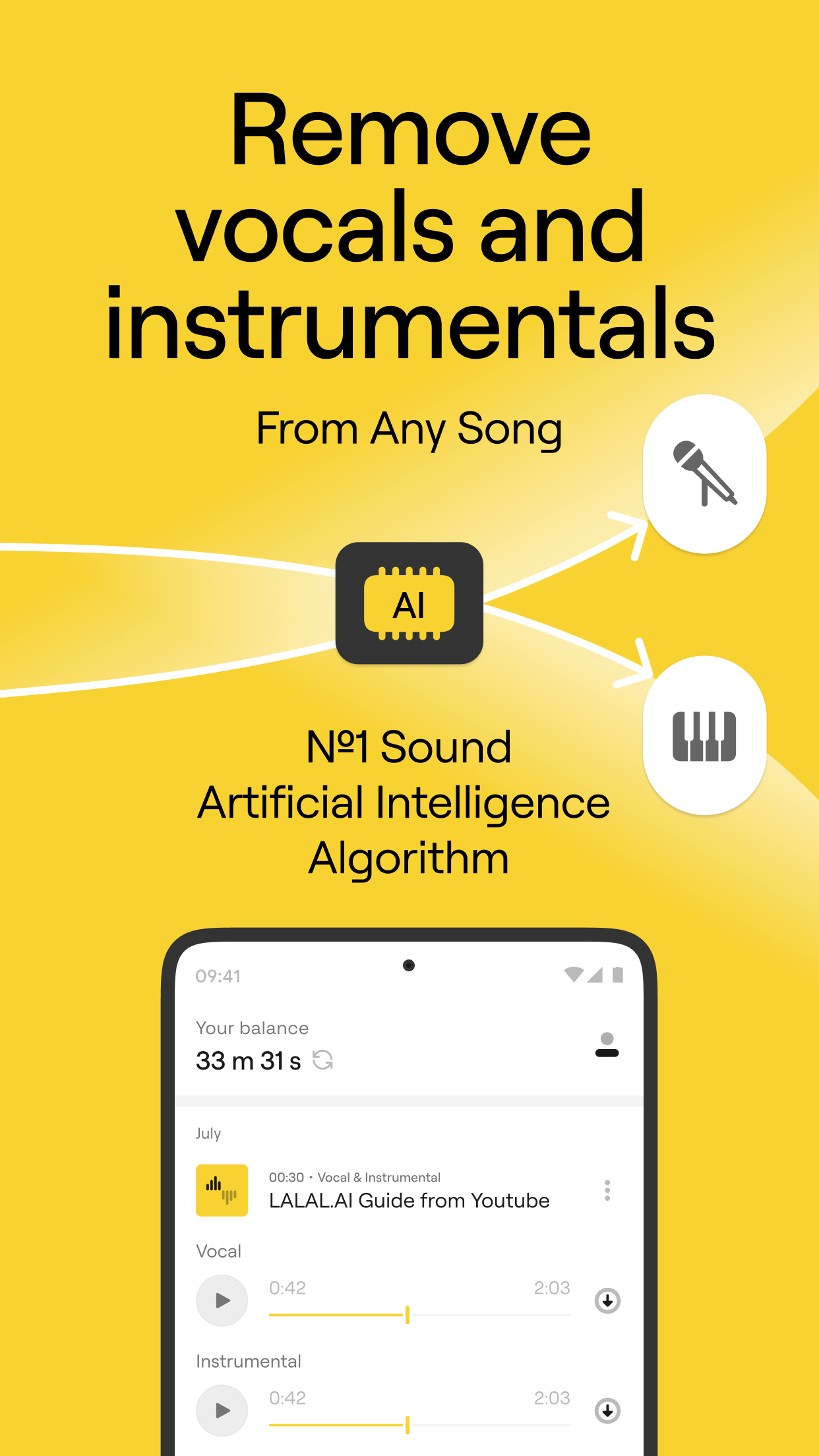 اسکرین شات 1 برنامه LALAL.AI: AI Vocal Remover