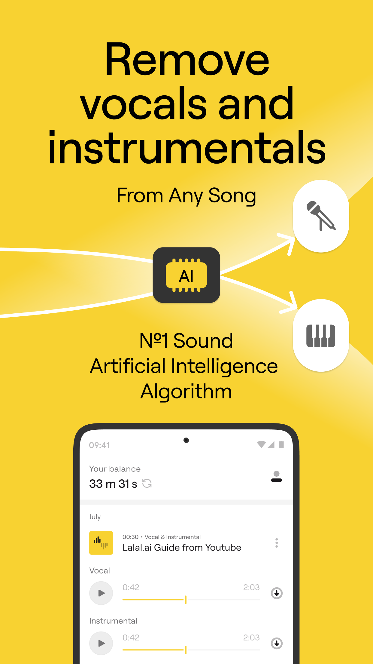 اسکرین شات 1 برنامه LALAL.AI: AI Vocal Remover