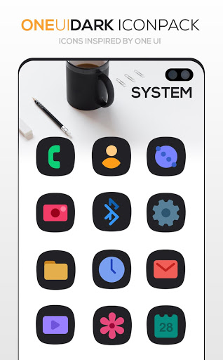 اسکرین شات 1 برنامه ONE UI DARK Icon Pack : S10