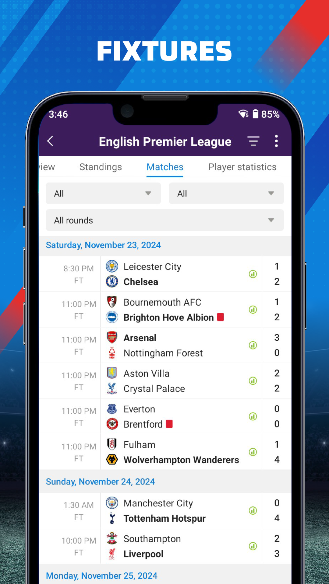 اسکرین شات 5 برنامه AiScore - Live Sports Scores