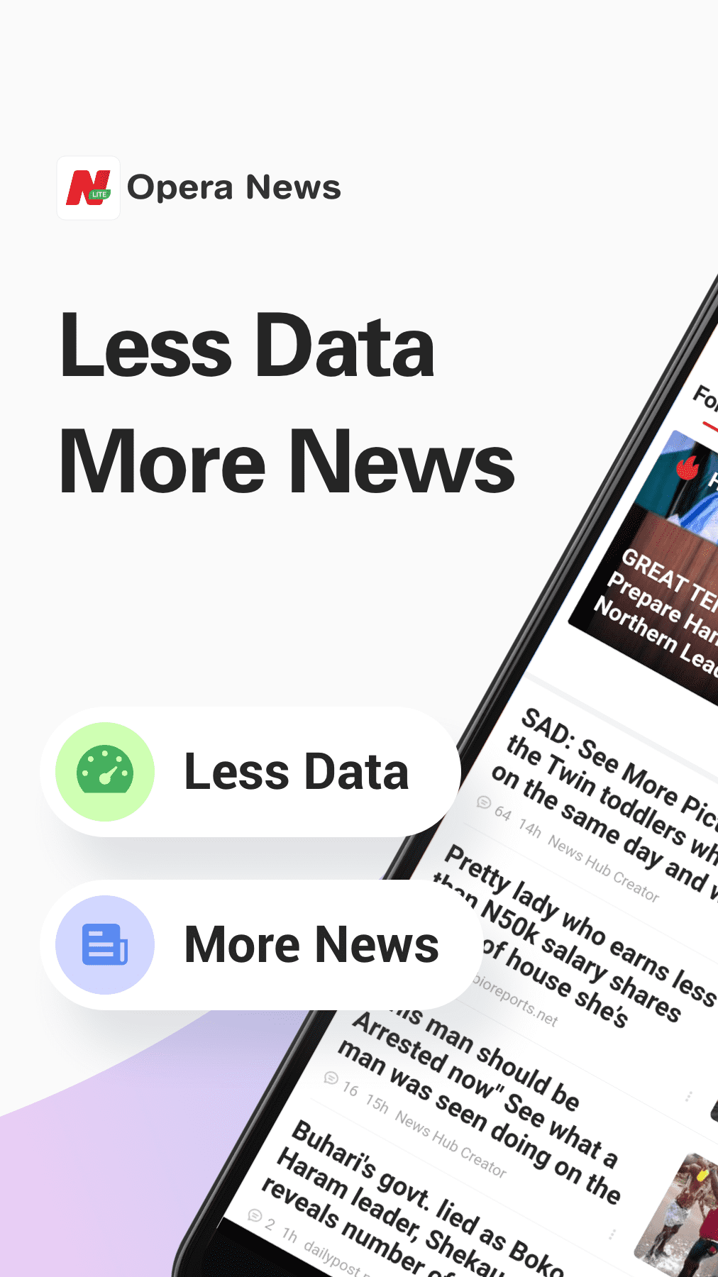 اسکرین شات 1 برنامه Opera News Lite - Less Data