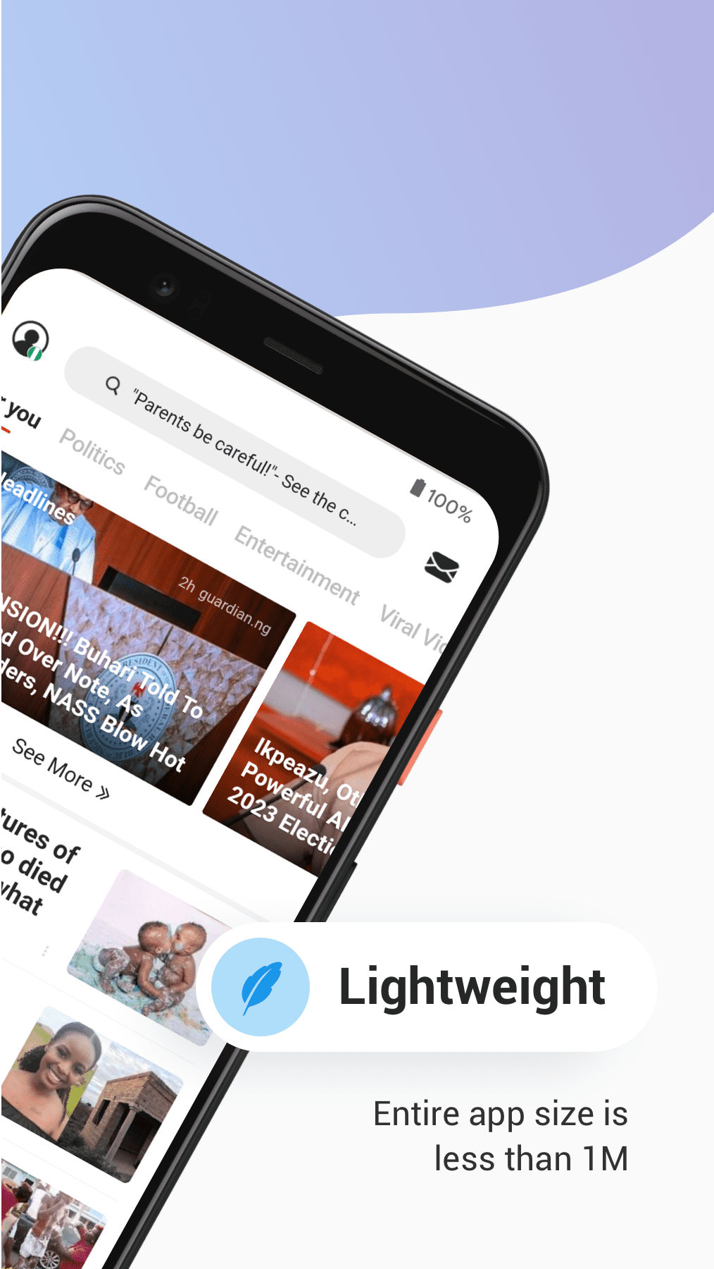 اسکرین شات 2 برنامه Opera News Lite - Less Data