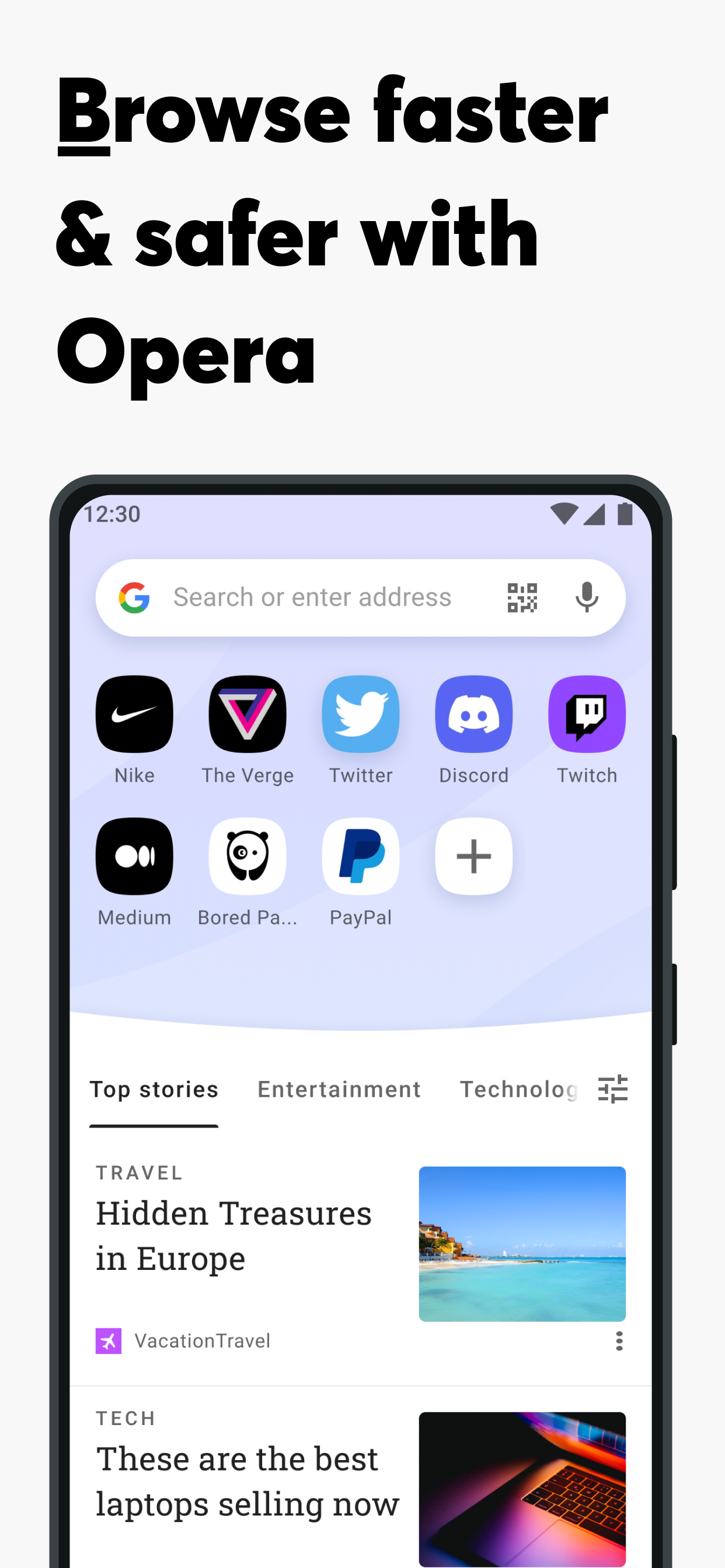 اسکرین شات 1 برنامه Opera Browser: Fast & Private
