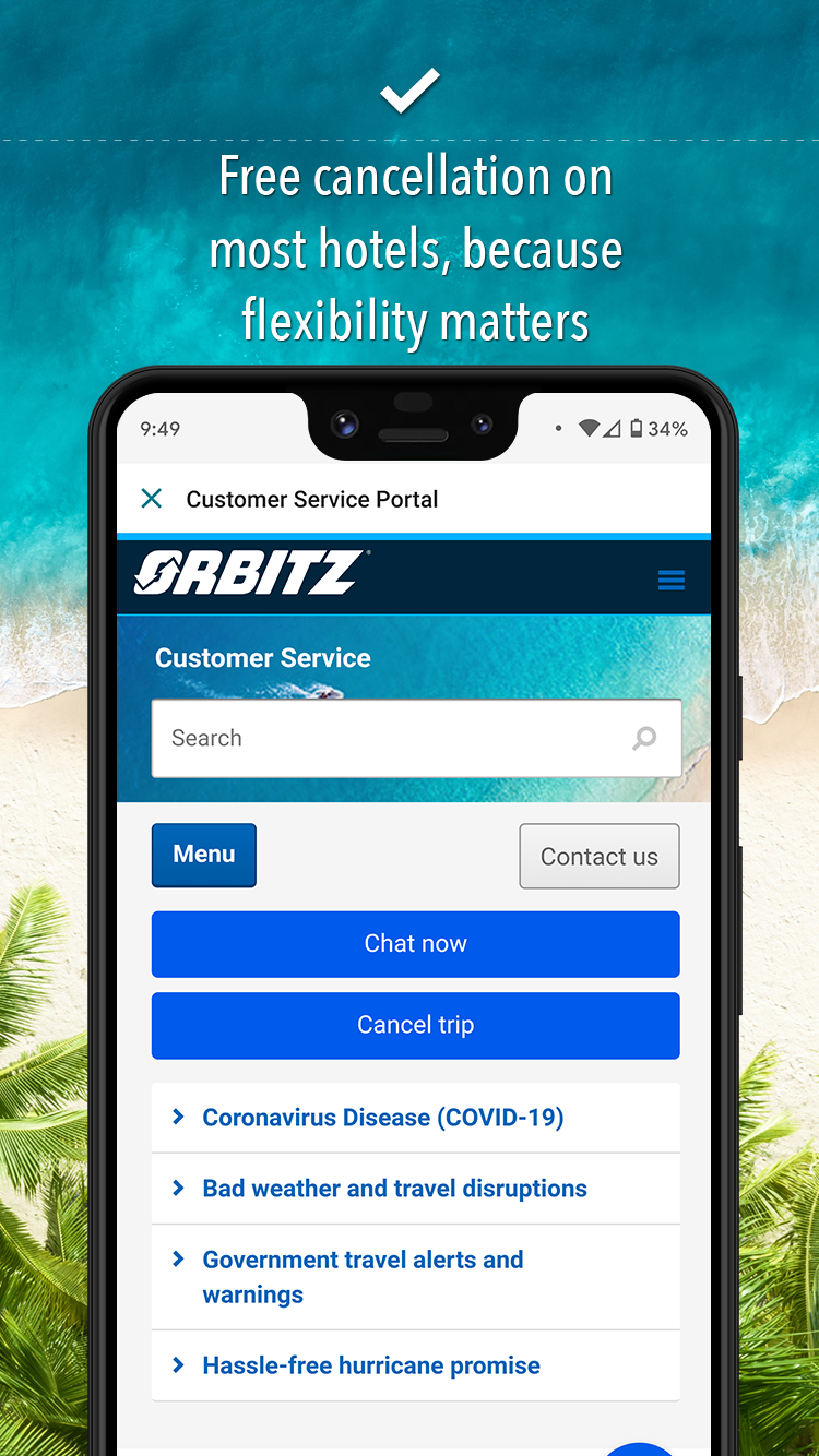 اسکرین شات 2 برنامه Orbitz Hotels & Flights