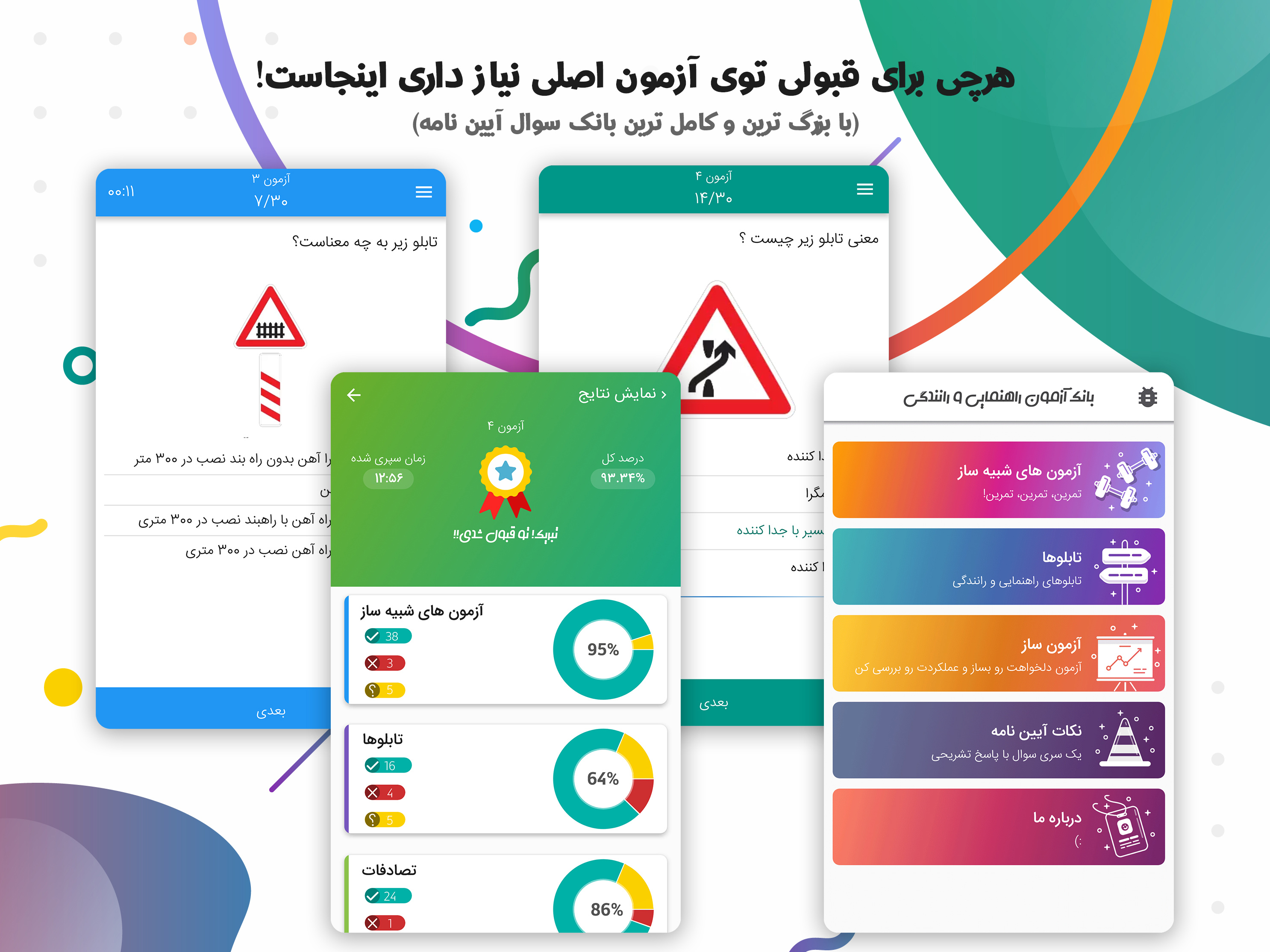 اسکرین شات 2 برنامه آزمون اصلی آیین نامه رانندگی و گواهینامه