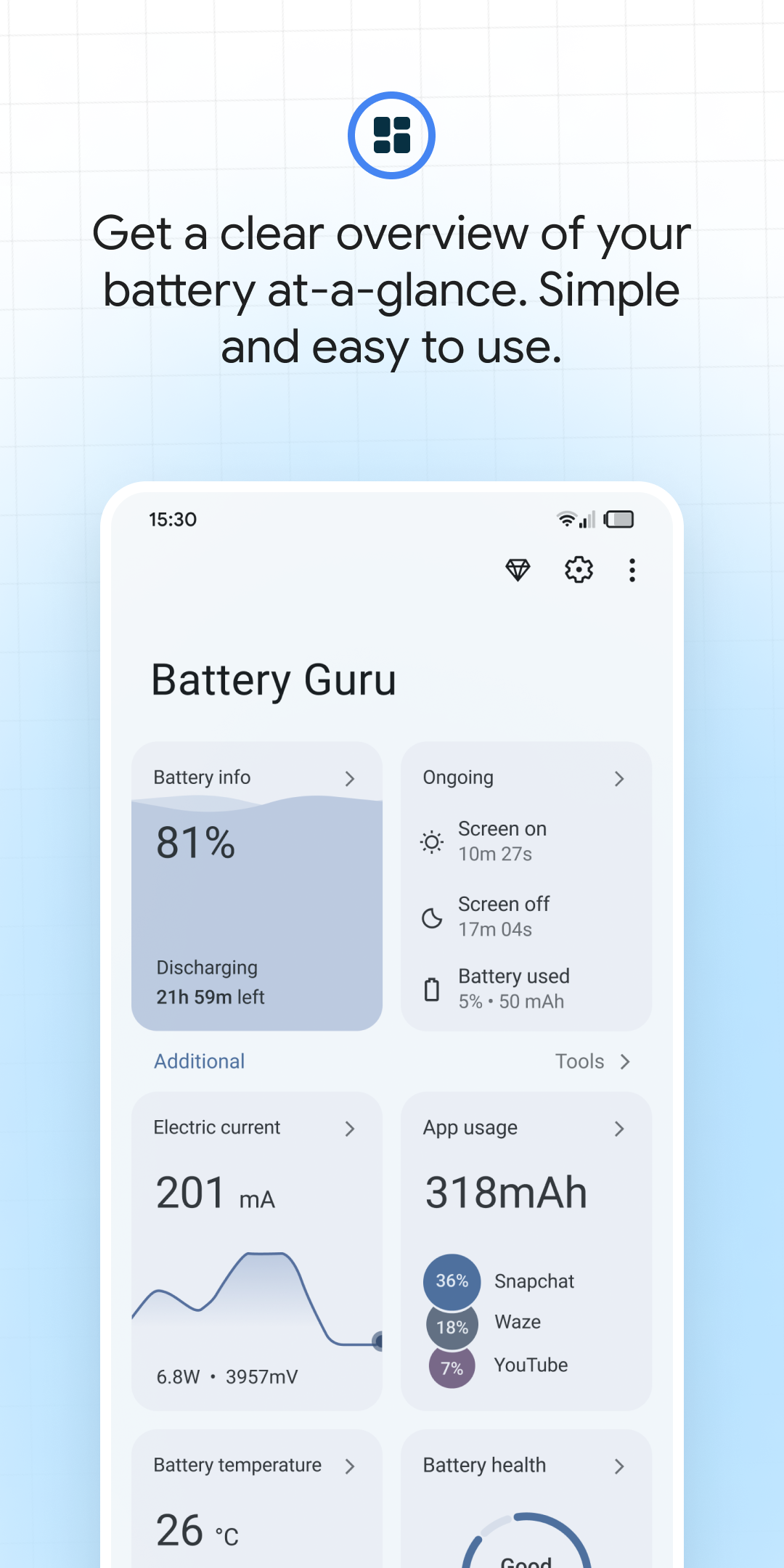 اسکرین شات 1 برنامه Battery Guru: Battery Health