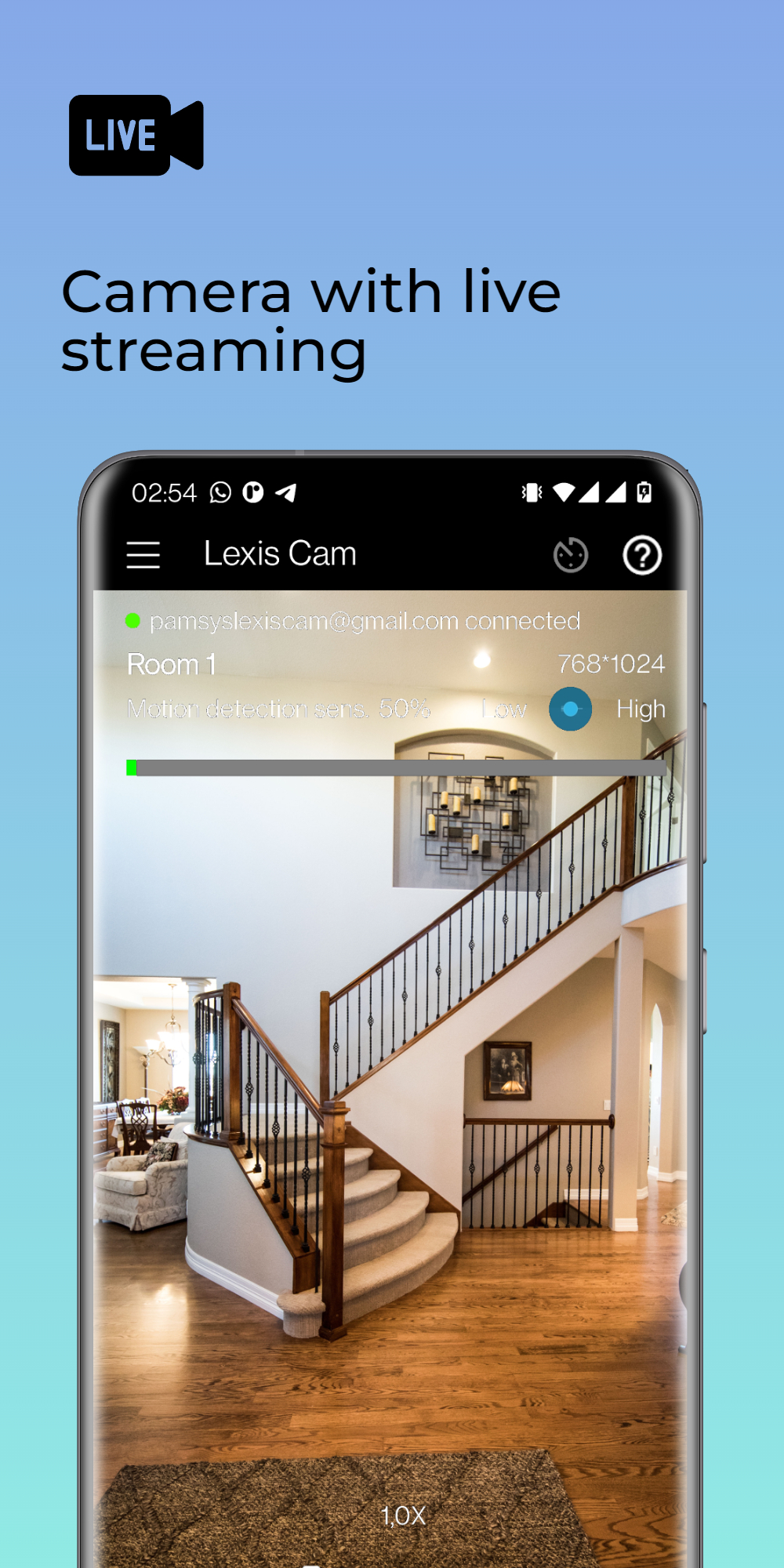 اسکرین شات 1 برنامه Lexis Cam, Home security app