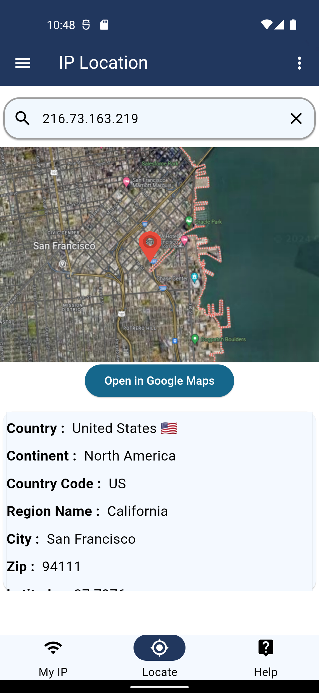 اسکرین شات 1 برنامه IP Location