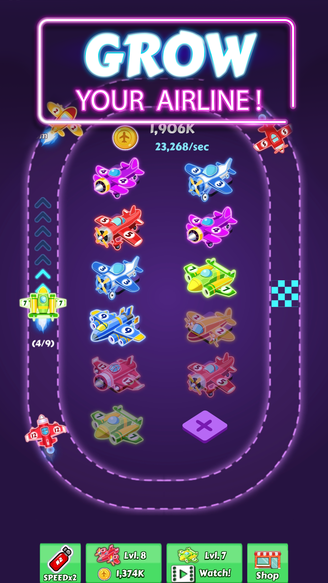 اسکرین شات 3 بازی Merge Planes Neon Game Idle