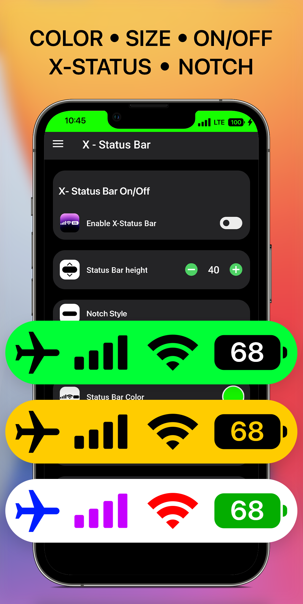 اسکرین شات 4 برنامه iCenter iOS 16: X - Status Bar