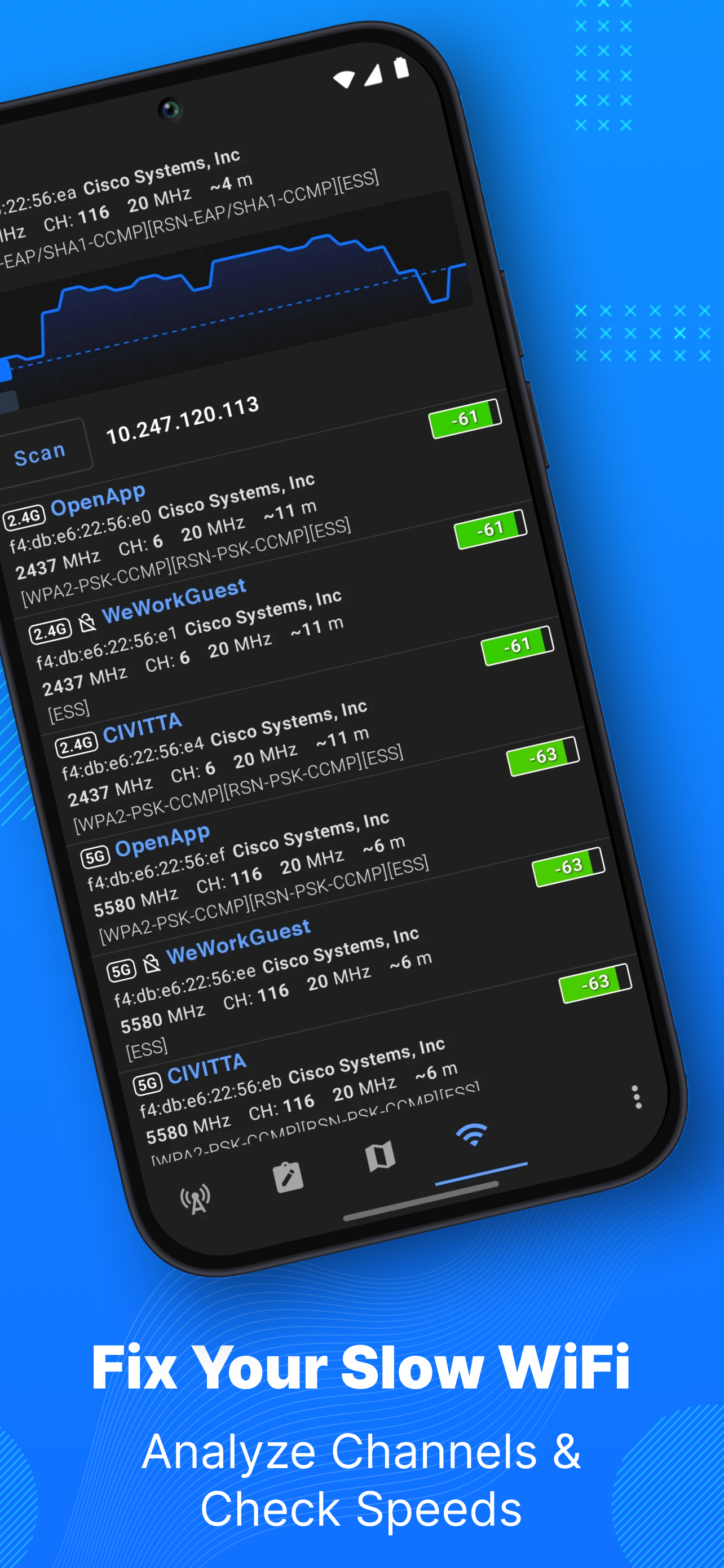 اسکرین شات 4 برنامه Netmonitor: 5G, Cell & WiFi