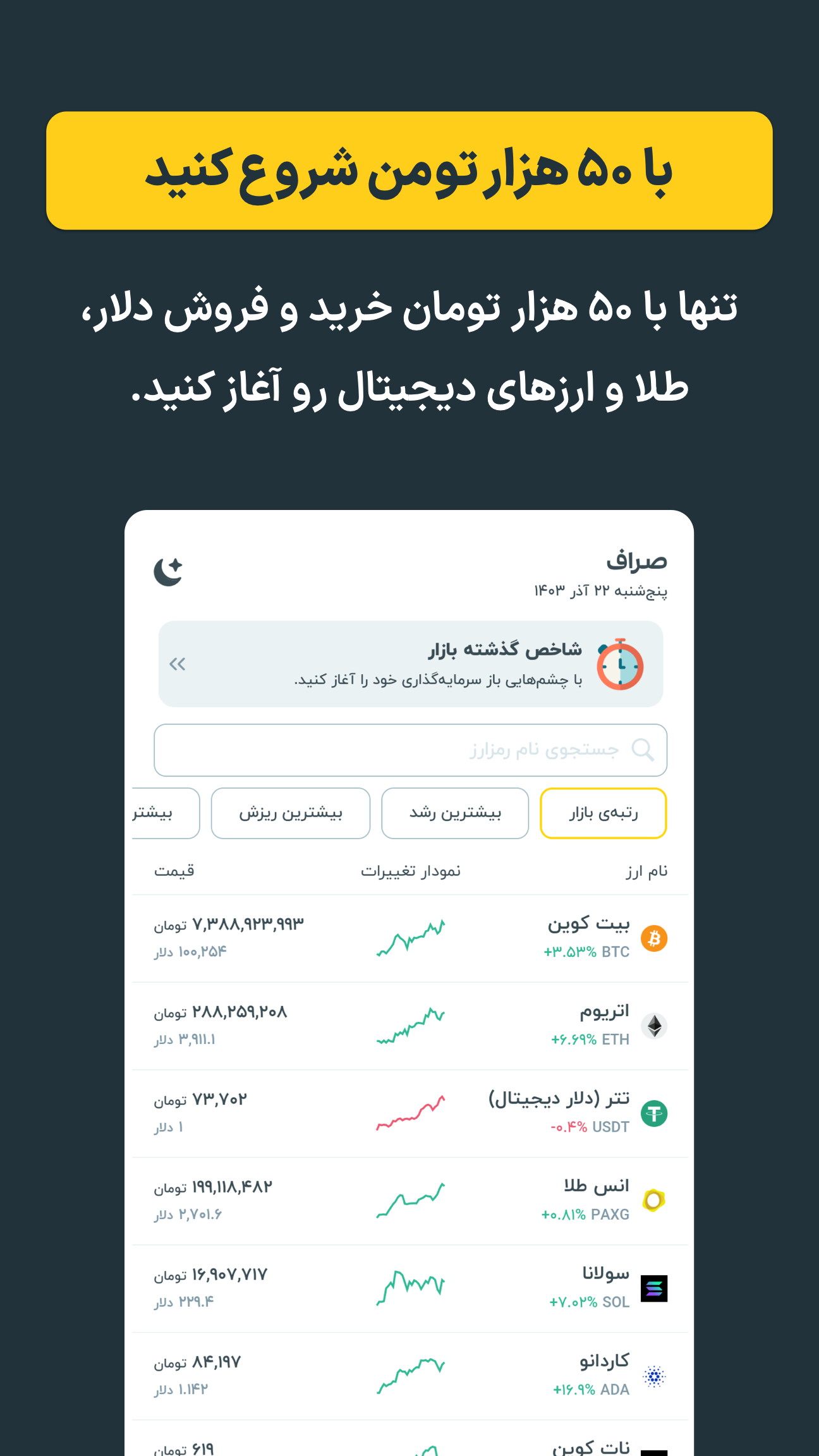 اسکرین شات 2 برنامه ‏‏صراف - خرید آسان طلا و ارز های دیجیتال