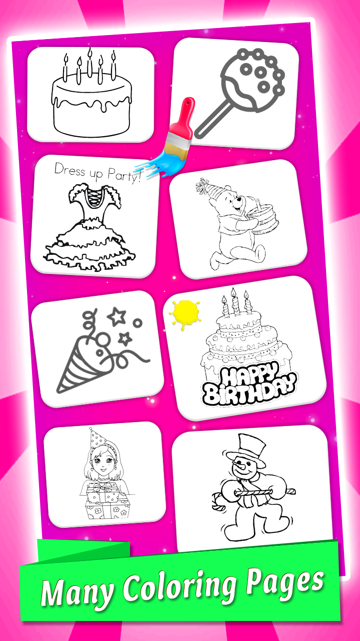 اسکرین شات 2 برنامه Birthday Party Coloring Book
