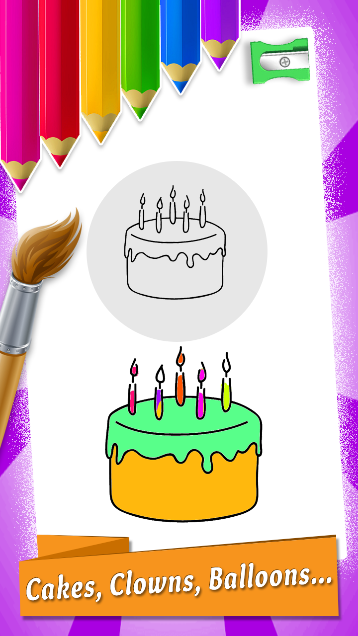 اسکرین شات 4 برنامه Birthday Party Coloring Book