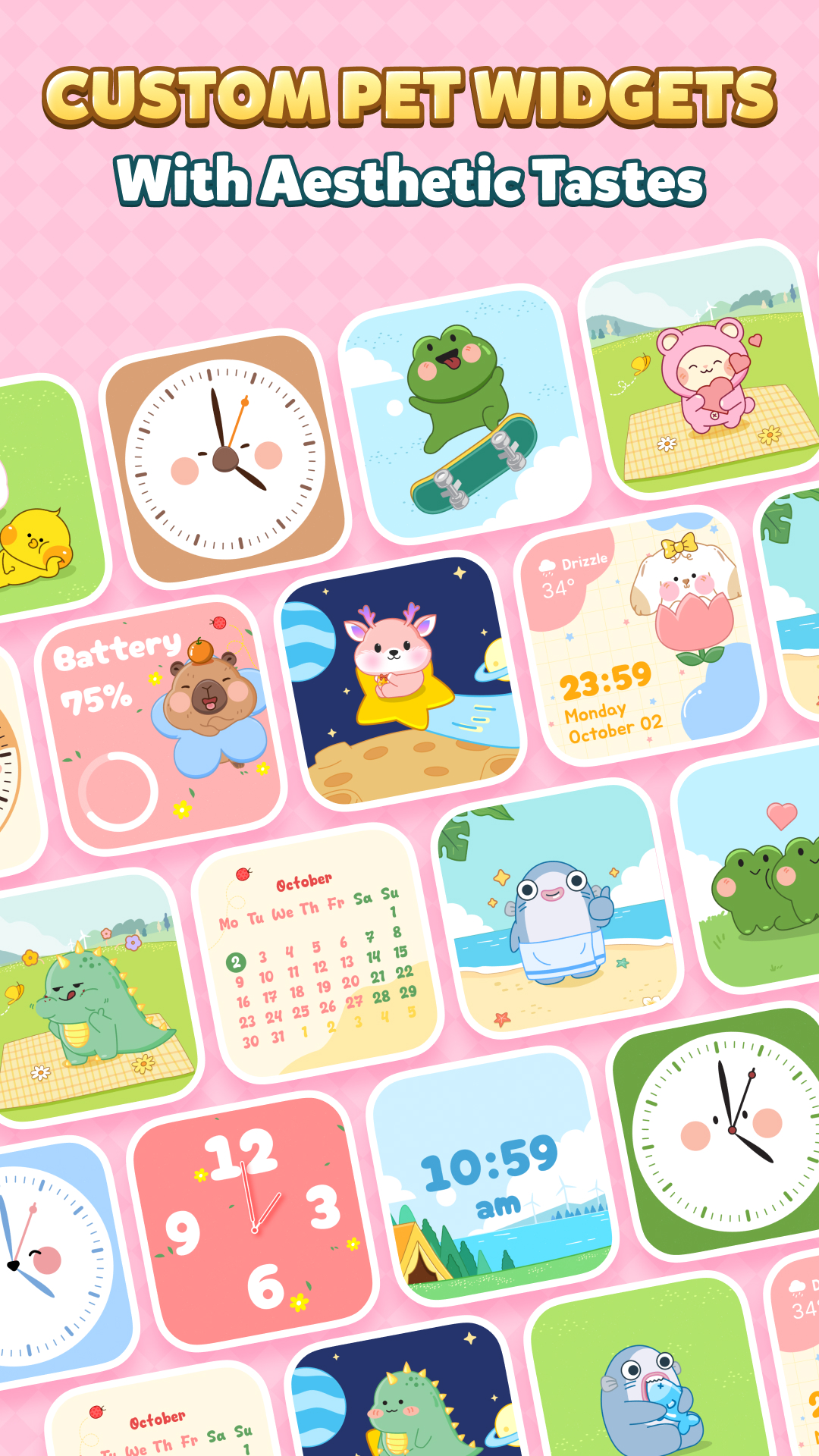 اسکرین شات 2 برنامه Pet Widget Virtual Pets Screen